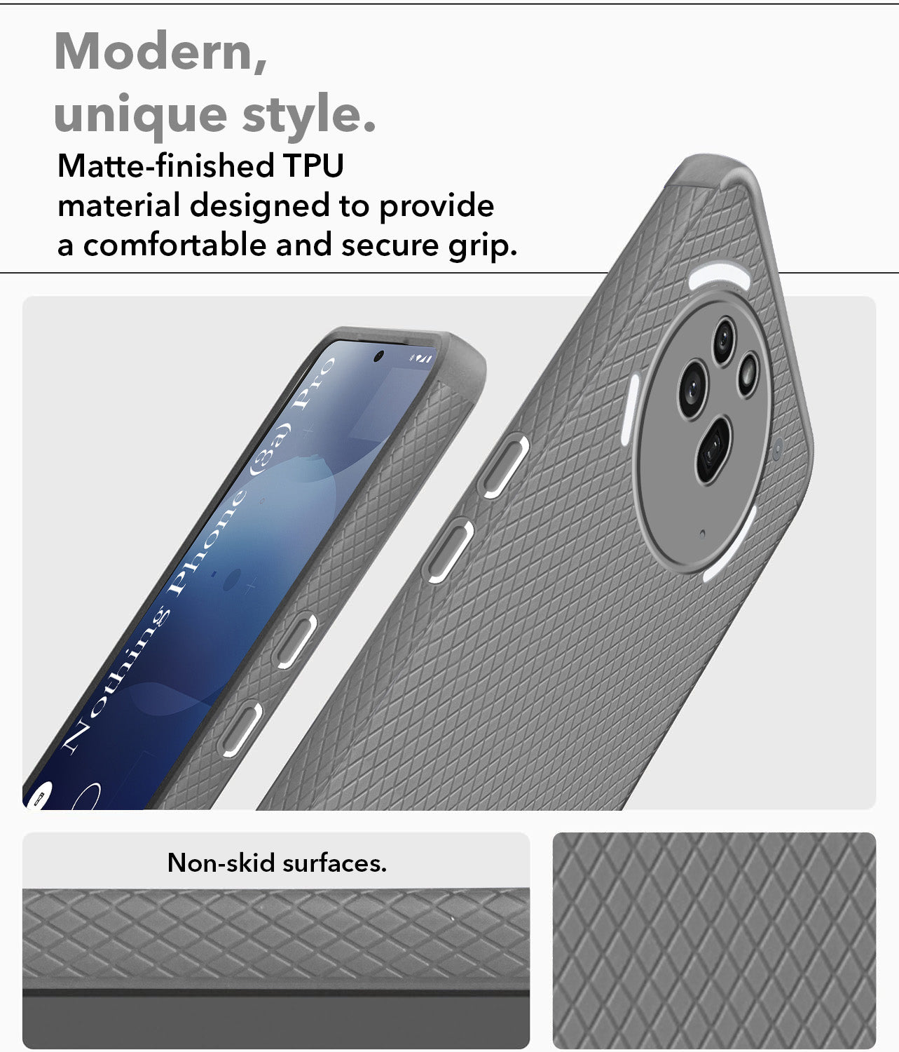 For Nothing Phone 3A Pro 5G Back Cover Case (Liquid Silicone | Side Grip | Camera Protection)