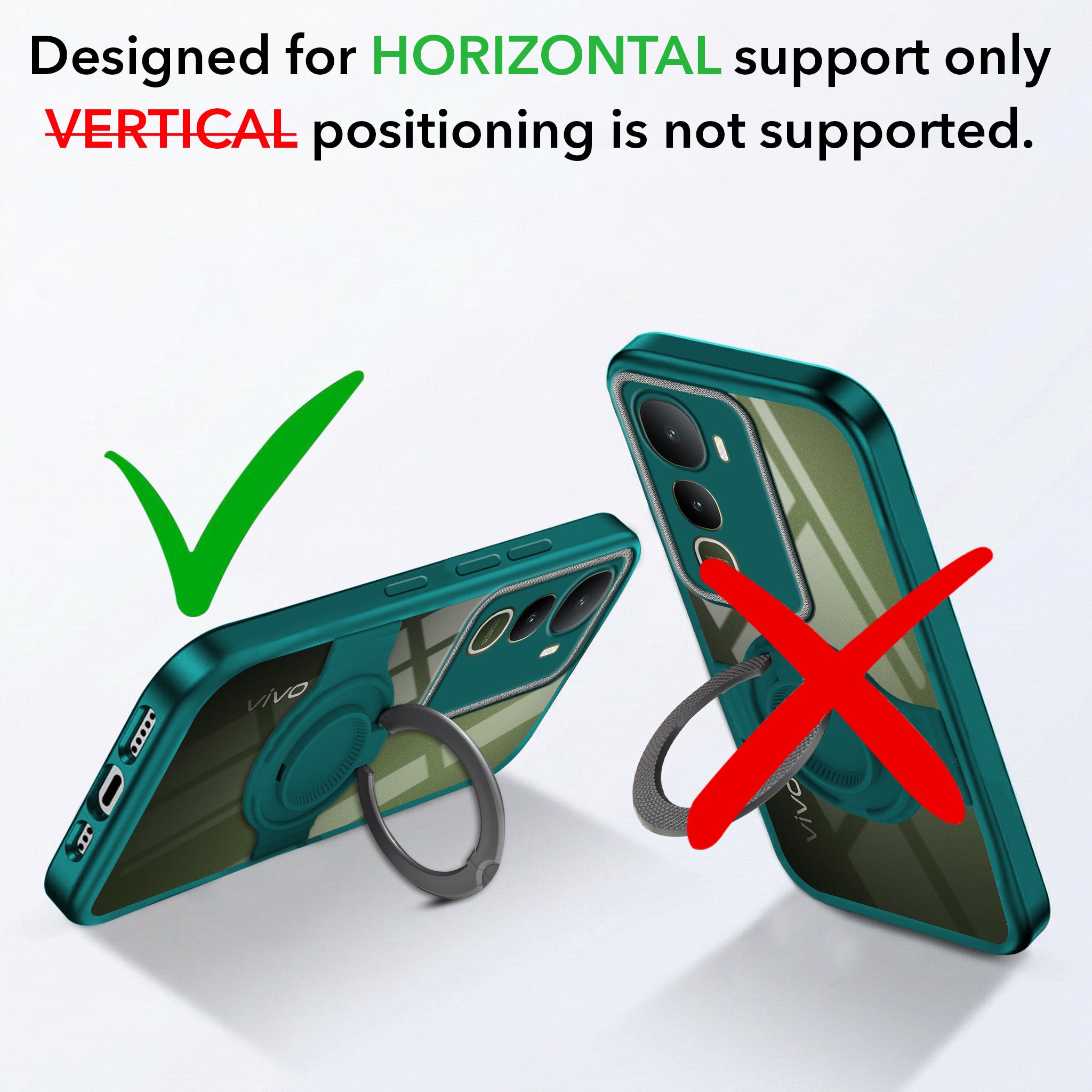 For Vivo Y400 Back Cover Case with stand (Built-in Ring Holder Kickstand | Lifetime Anti Yellow | Camera Protection)