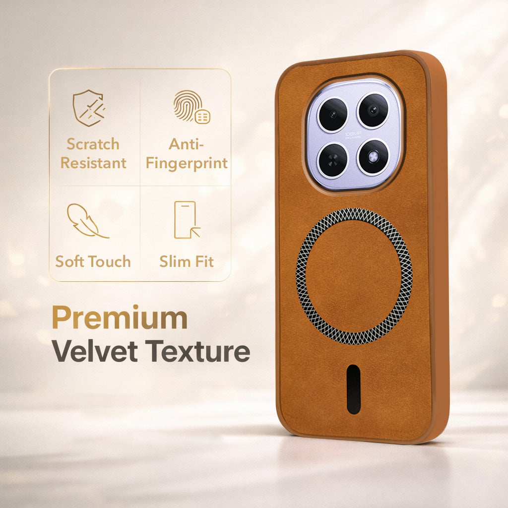 For Xiaomi Redmi Note 15 5G | Redmi Note 15 SE 5G Back Cover Case Leather Finish (MagSafe Compatible Wireless Charging | Soft Touch | Camera Bump Protection)