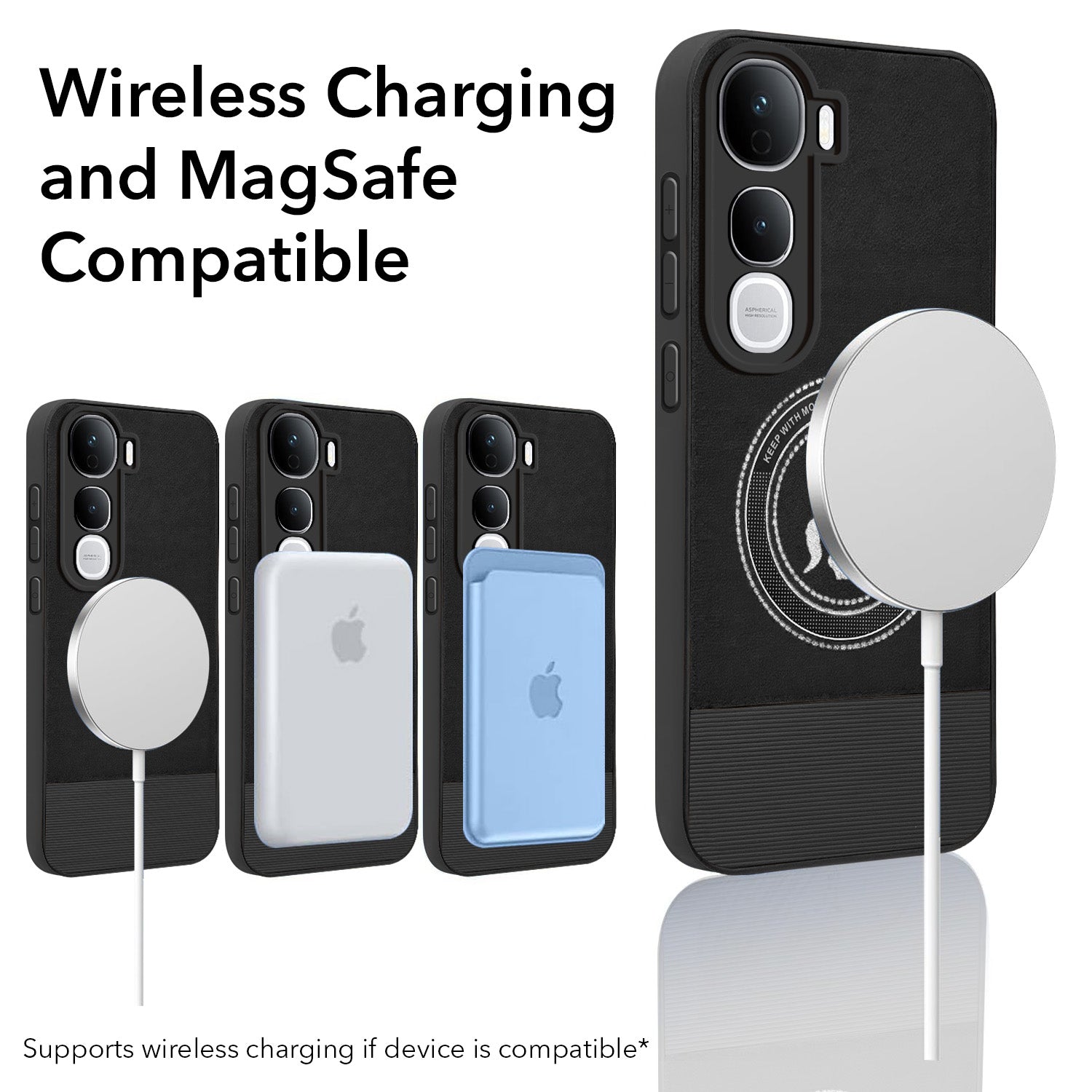 For Vivo Y400 Pro Back Cover Case PU Leather Finish (Professional Minimalist Texture | MagSafe Compatele | Camera Protection | Sleek Sober Formal)