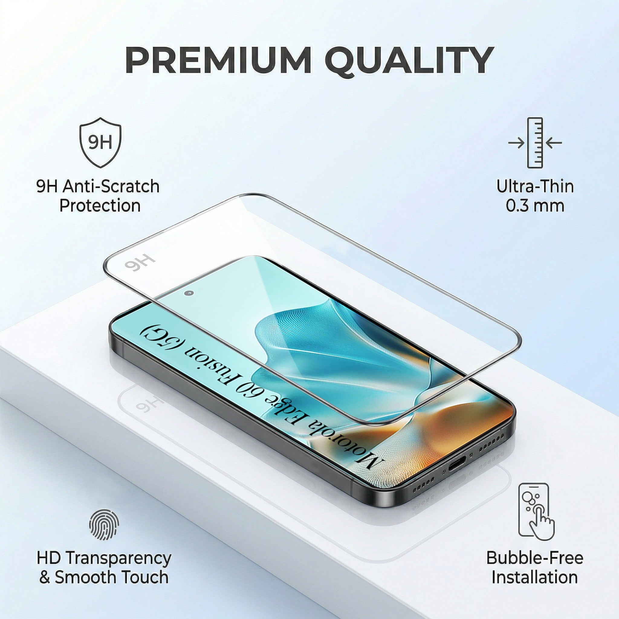 For Motorola Moto Edge 60 Fusion Combo with Back Cover and 9H Tempered Glass (Lifetime Anti-Yellow | Sleek Hard Crystal | Oleophobic Coating Screen Glass)