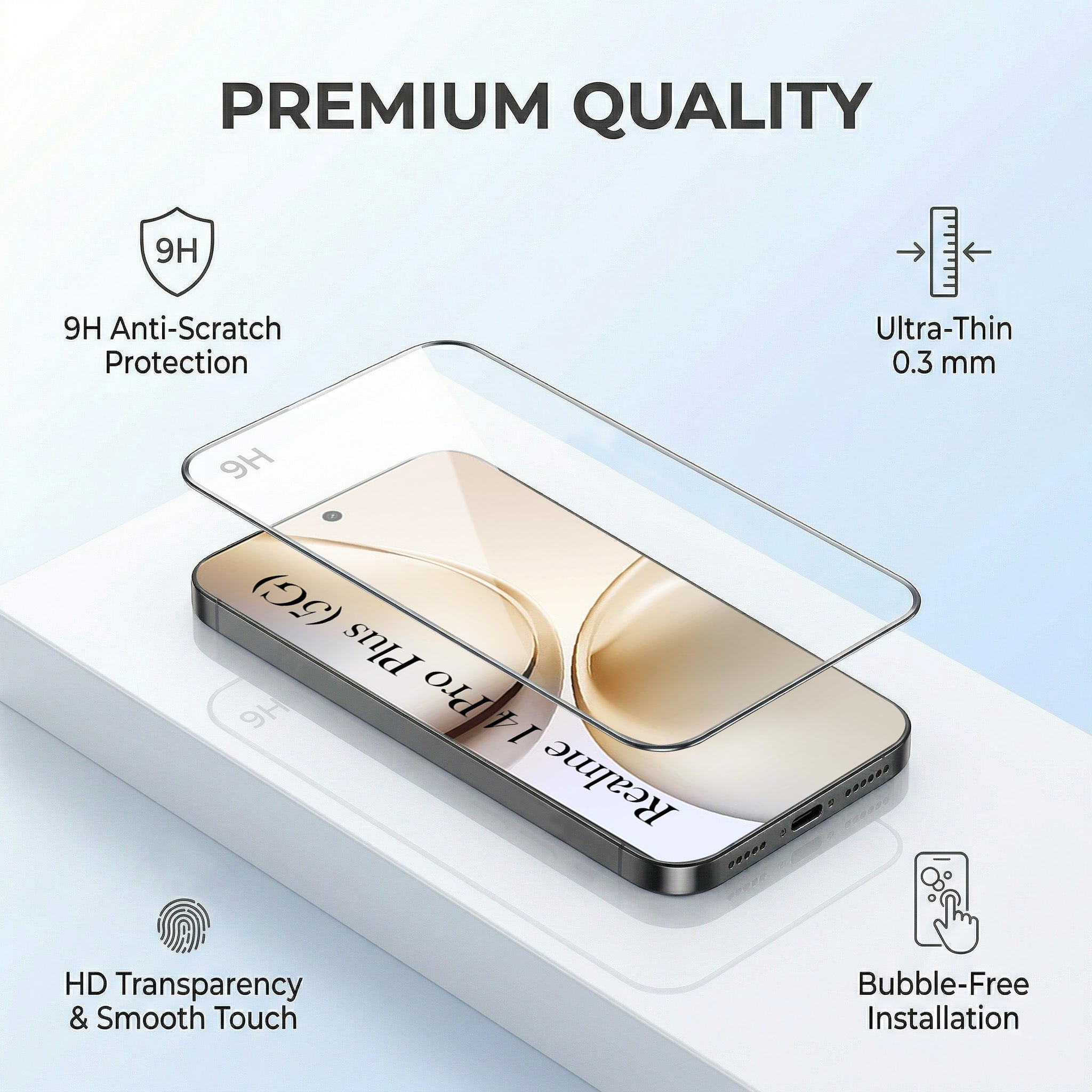 For Realme 14 Pro Plus 5G Combo with Back Cover and 9H Tempered Glass (Liquid Silicone | Camera Protection | Oleophobic Coating Screen Glass)