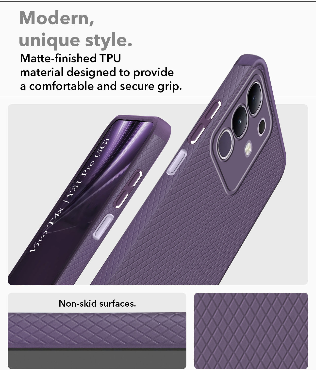 For Vivo T4x | Vivo Y31 Pro Back Cover Case (Liquid Silicone | Side Grip | Camera Protection)