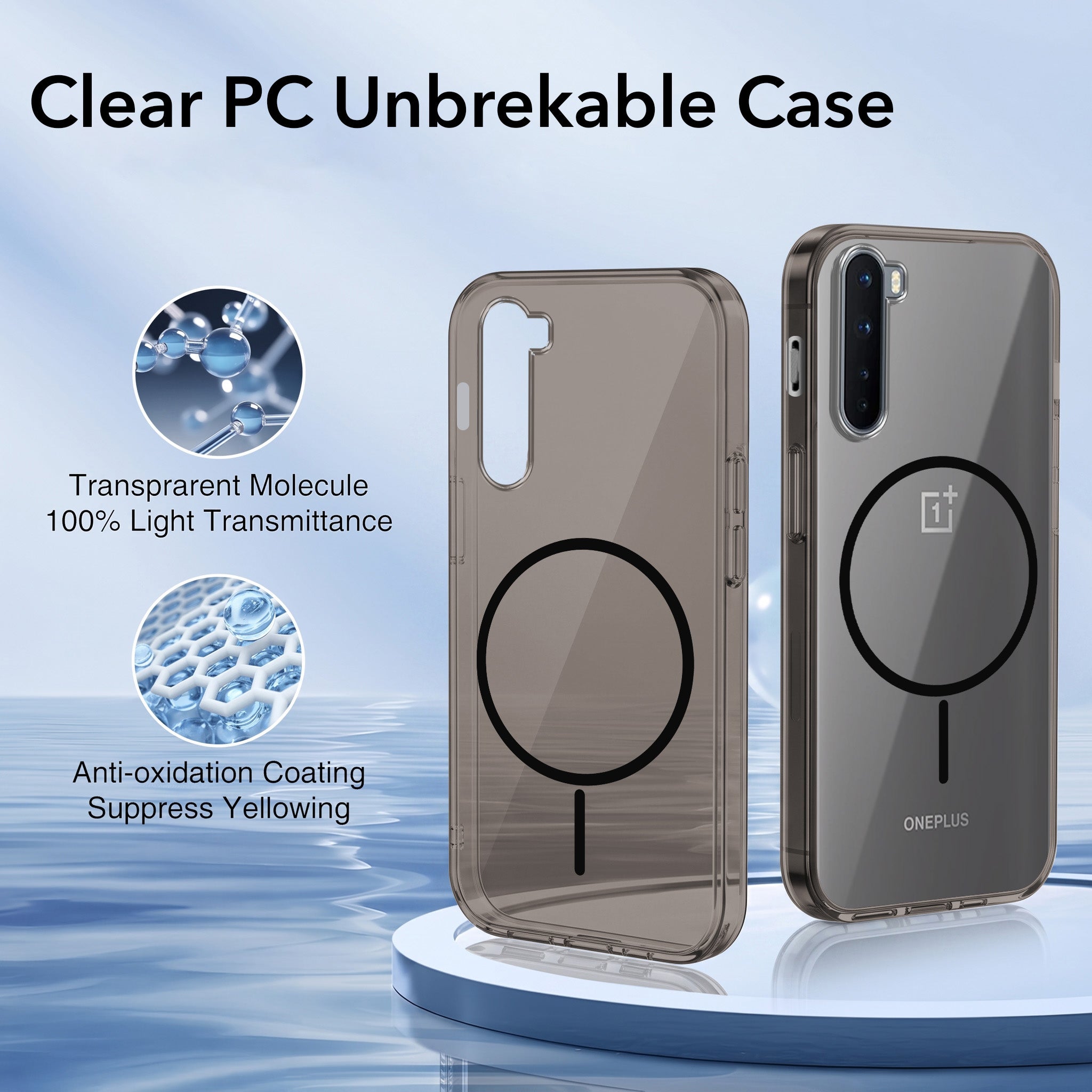 For Oneplus Nord Back Case Cover Crystal Anti Yellow (Unbreakable PC | MagSafe Wireless Charging Support |Camera Protection Bump)