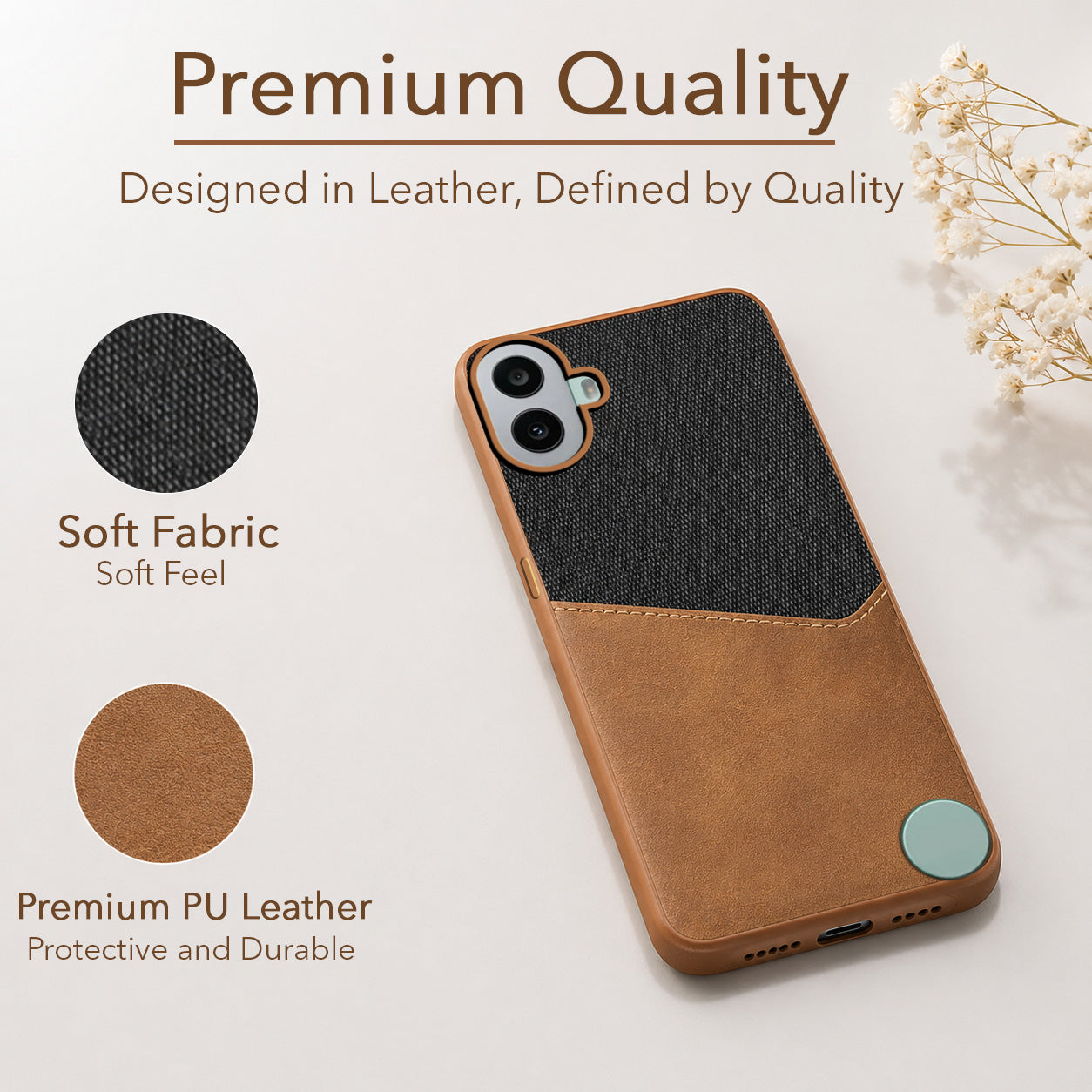 For Nothing CMF Phone 1 Back Cover Case (Dual PU Leather Stitch | Professional Minimalist | Soft and Flexible)