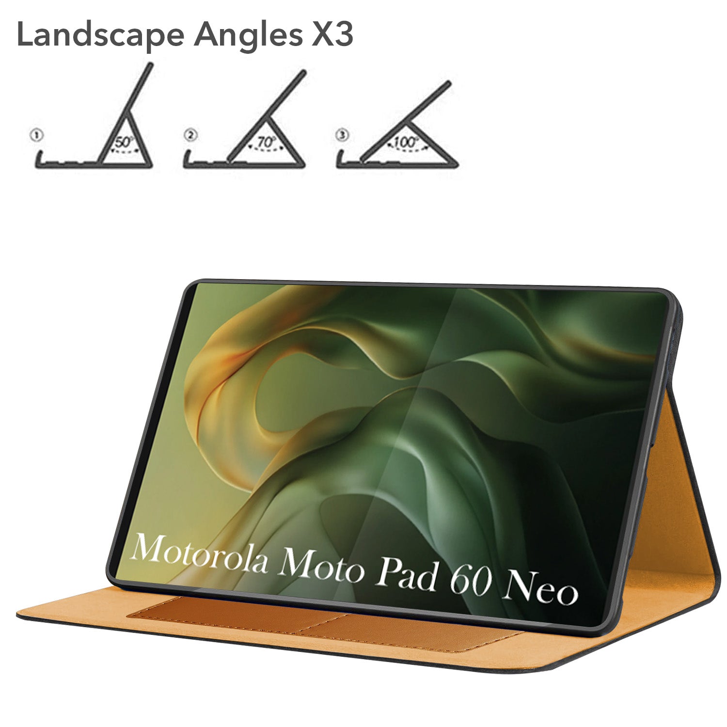 For Motorola Moto Pad 60 Neo 11 Inch Flip Cover Folio Cover (PU Leather | Multi-Angle Smart Stand | Card Storage Slots | Silicone Back Pouch)