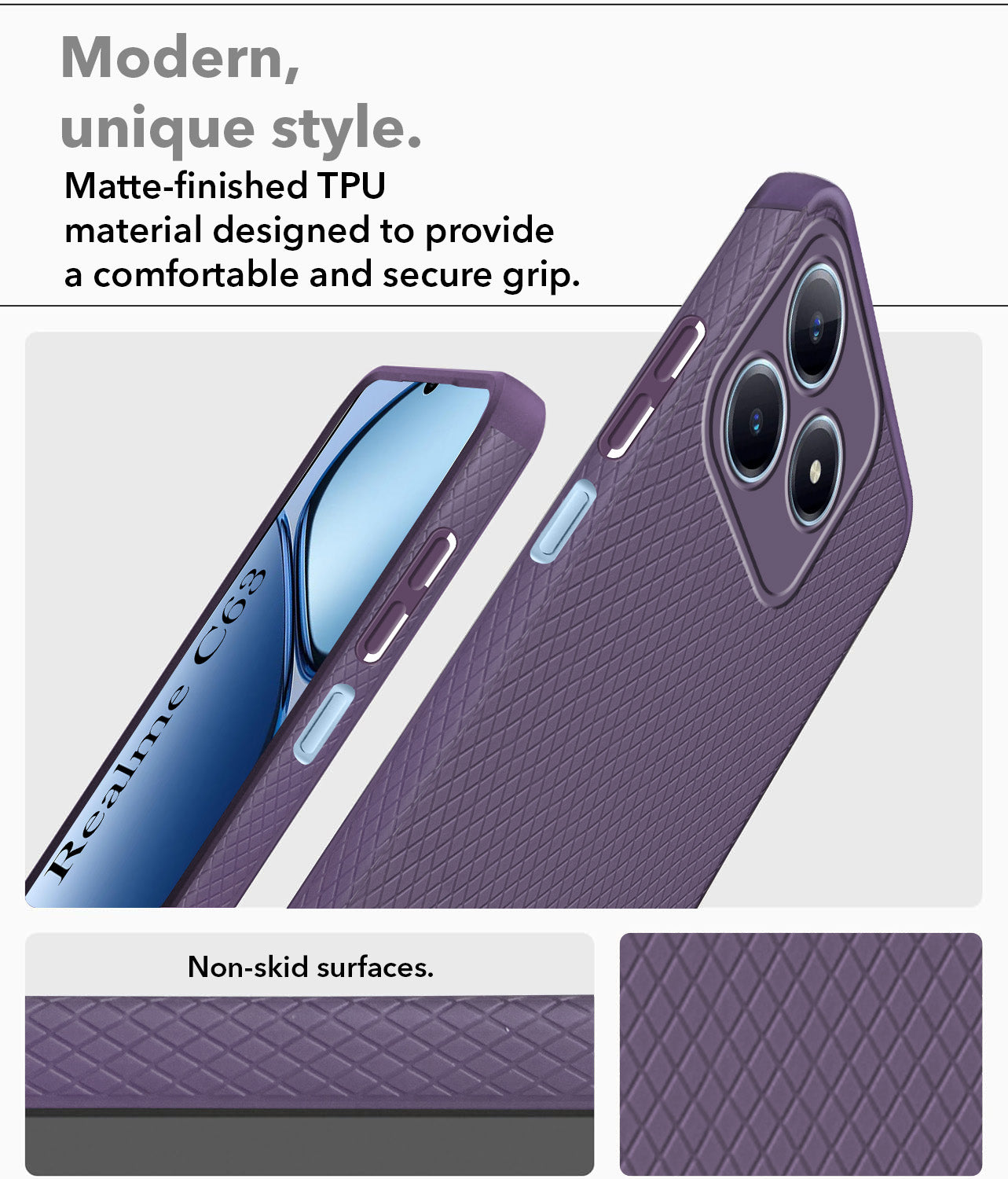 For Realme C63 Back Cover Case (Liquid Silicone | Side Grip | Camera Protection)