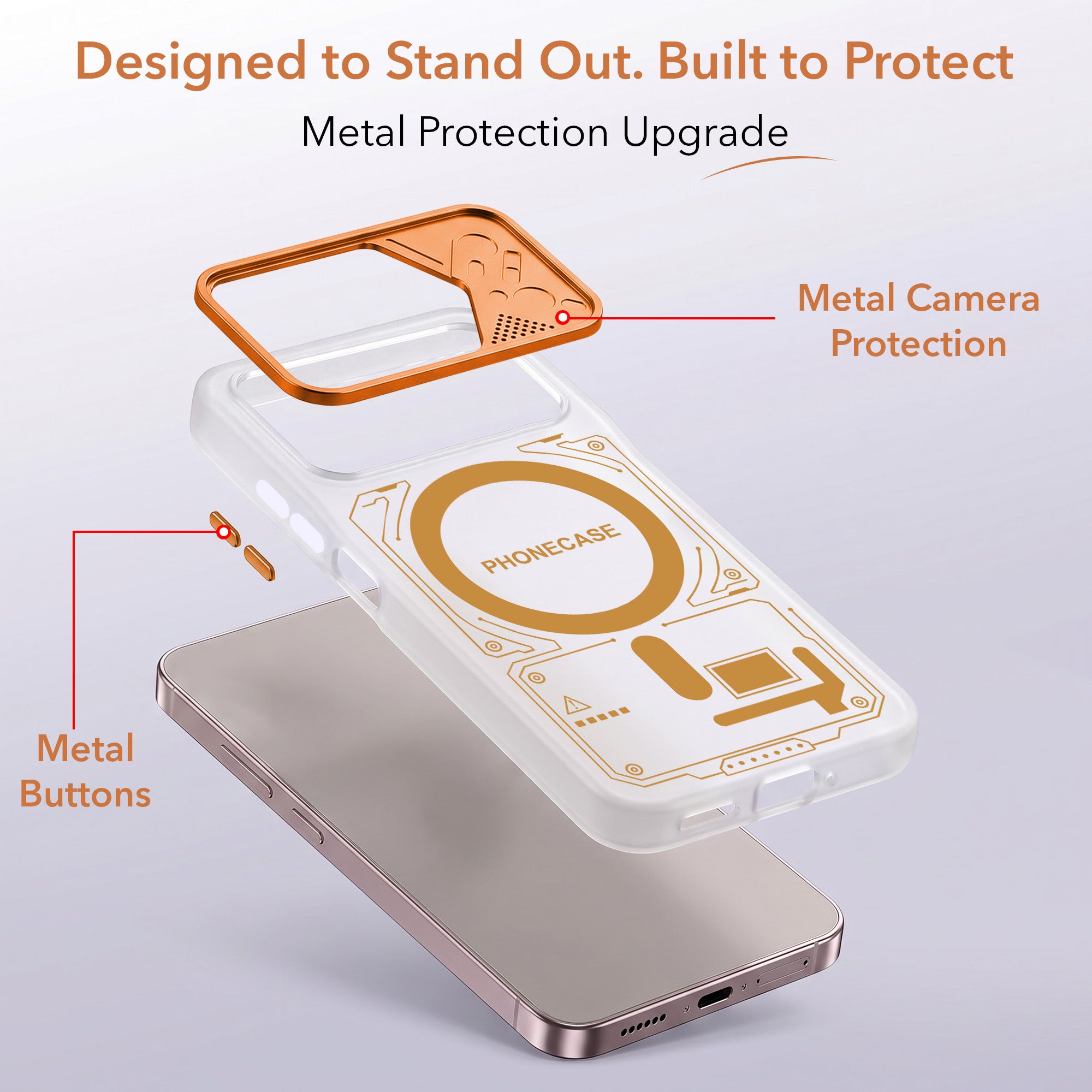 For Motorola Moto G37 Power Metallic Back Cover Case (Metallic Camera Protection & Buttons | Translucent Milky Shade | Hard Polycarbonate)