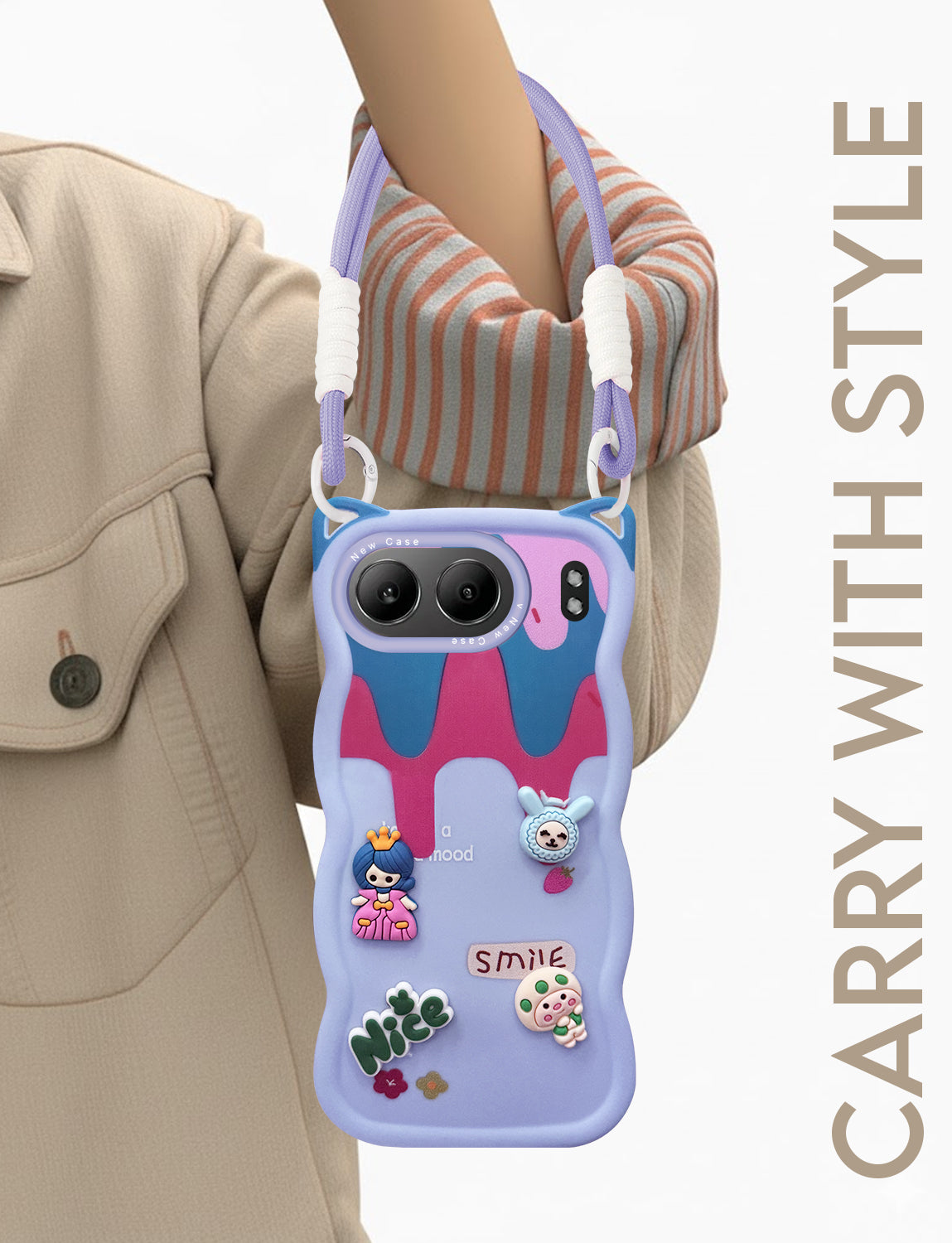 For Oneplus Nord 4 Back Case Cover Strap (3D embossed Figures | Strap Holder | 360* Soft Cushion with Camera Bump)