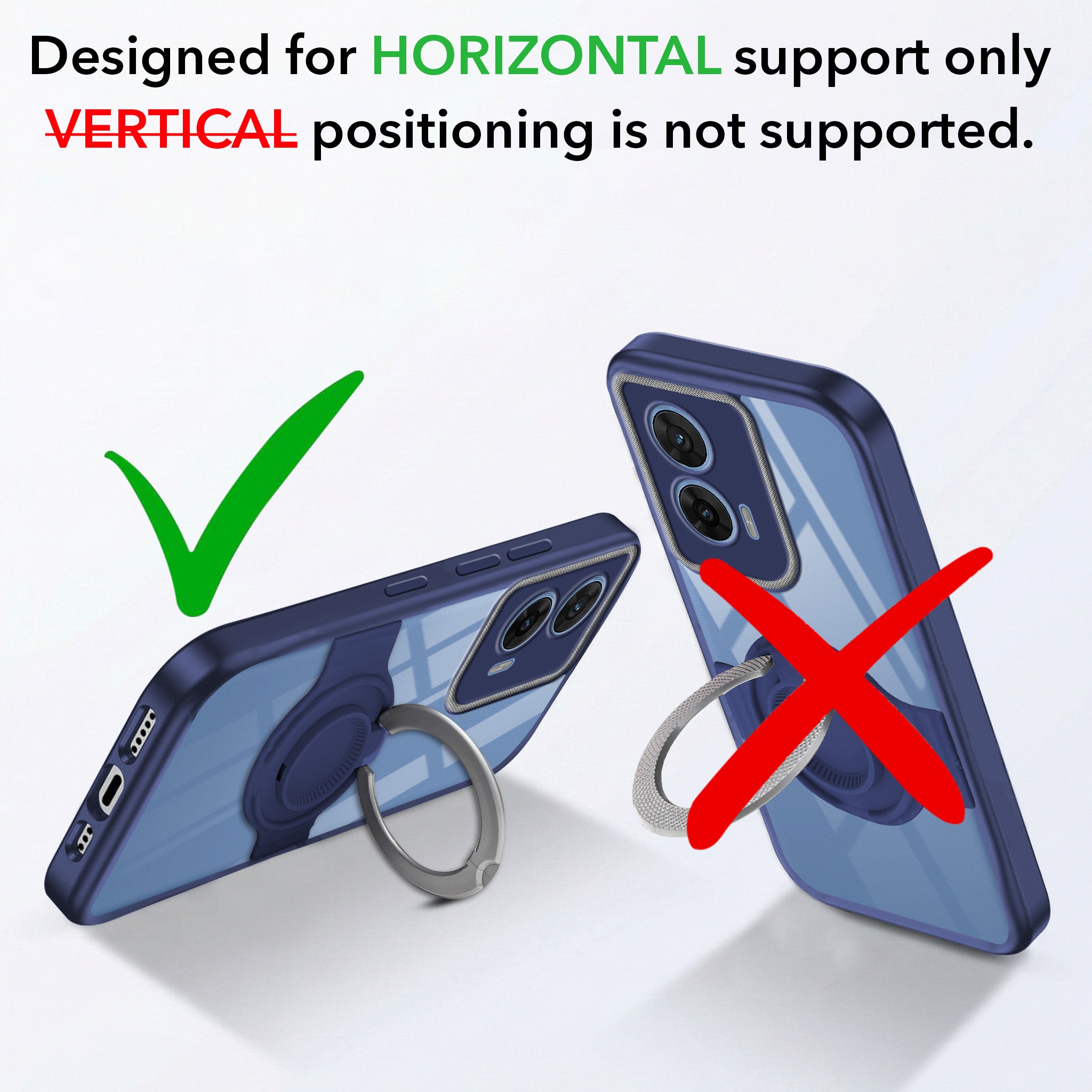 For Motorola Moto G96 Back Cover Case with stand (Built-in Ring Holder Kickstand | Lifetime Anti Yellow | Camera Protection)