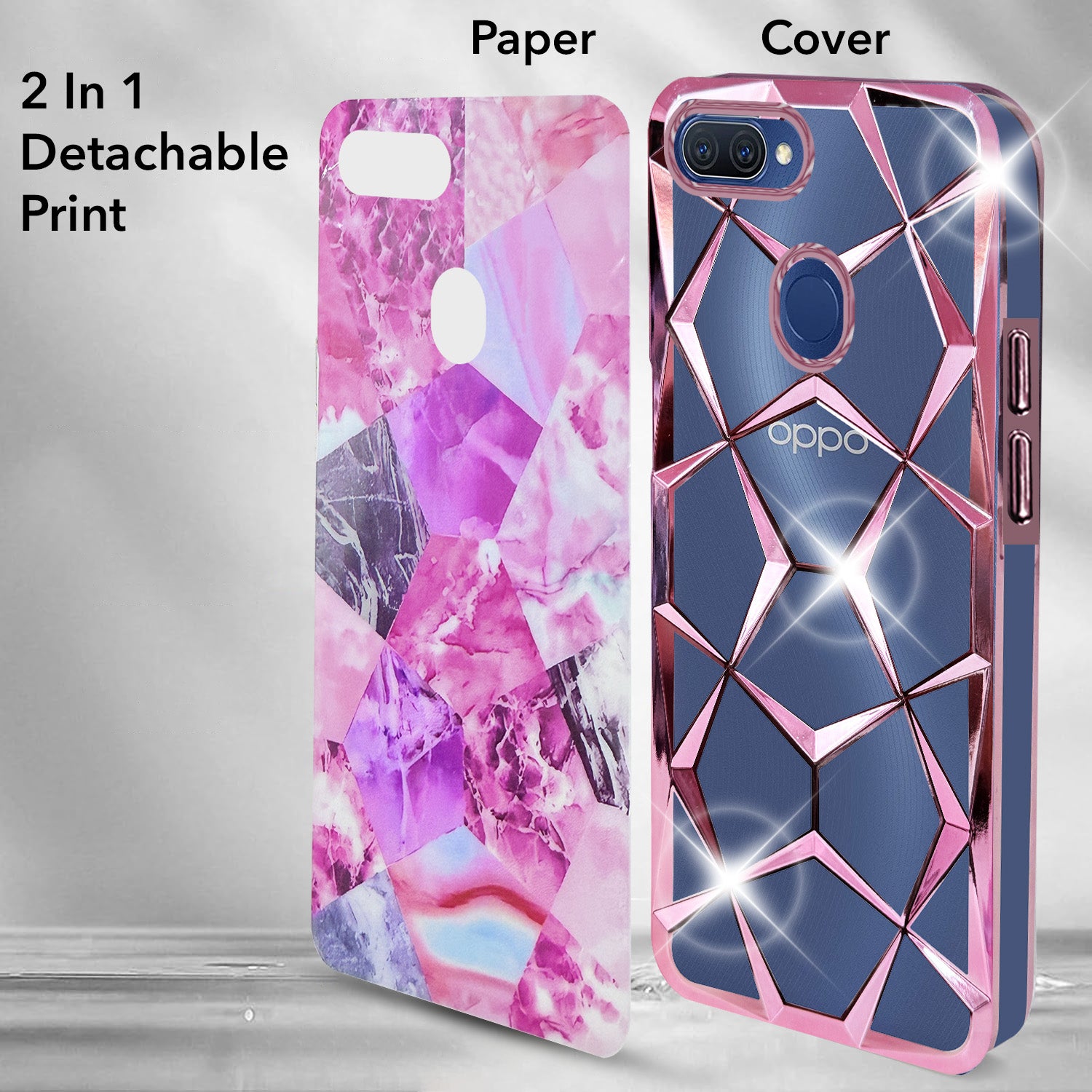 For Oppo A11k Back Cover Case (Dual Design Glitter Sparkle and Detachable Diamond Print Case | Soft and Flexible)