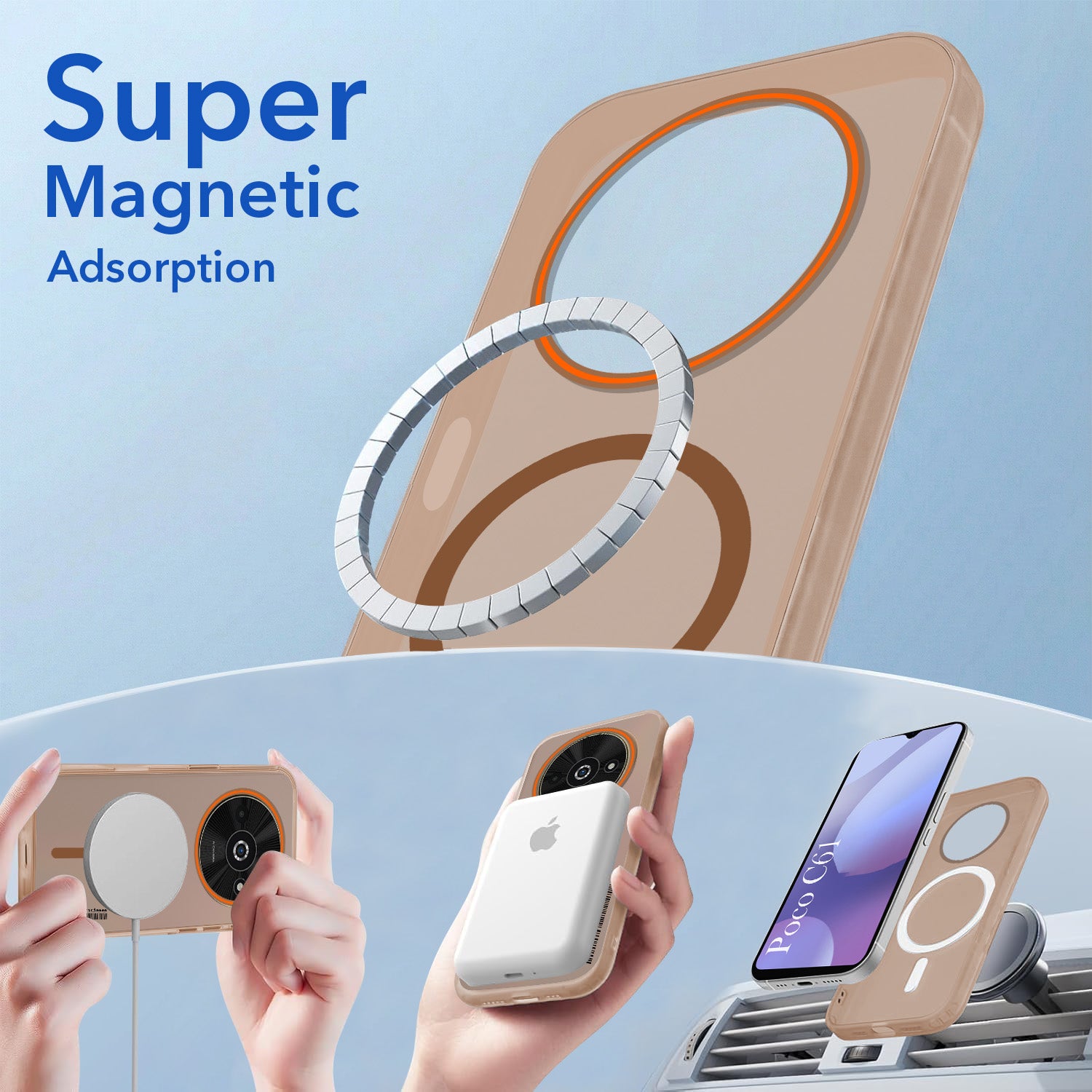 For Xiaomi Poco C61 Back Cover Case (Soft Touch | Camera Bump Protection | MagSafe Compatible | Matte Finish)