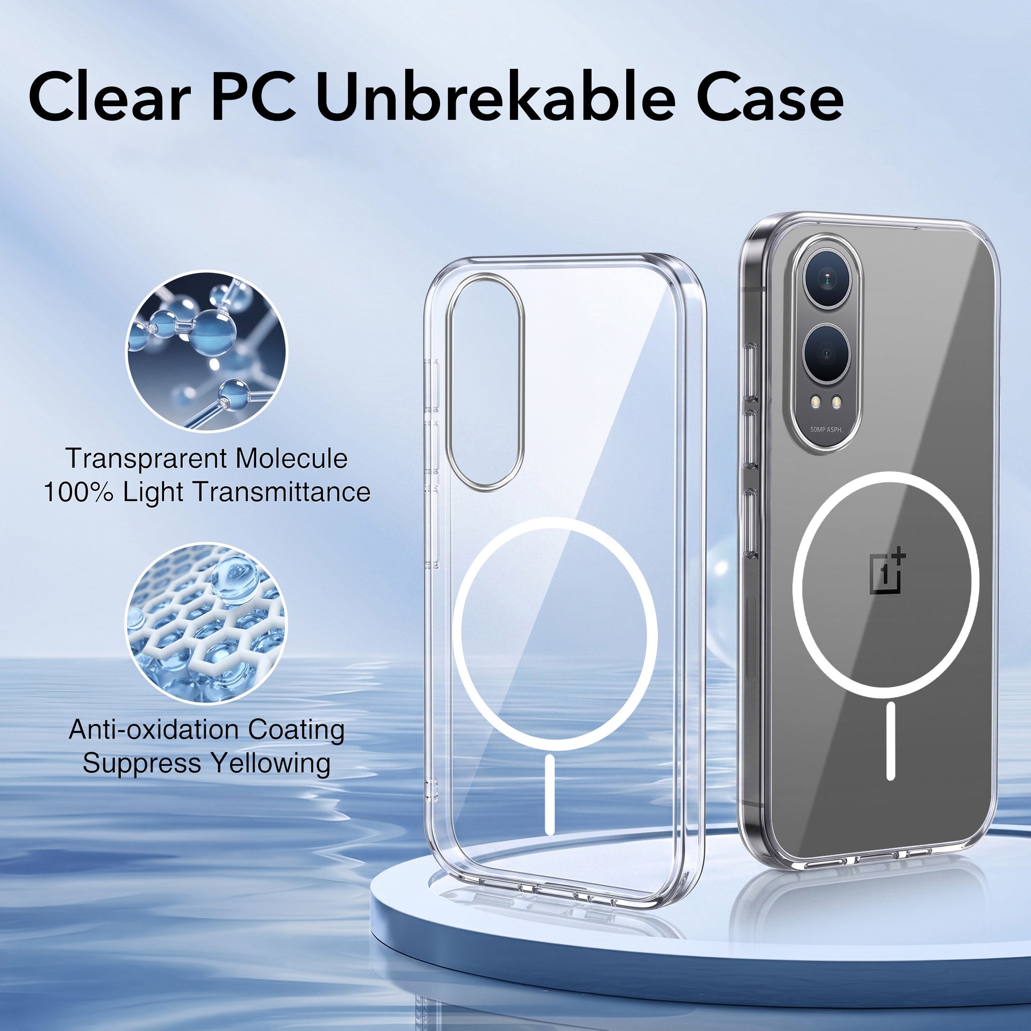 For Oneplus Nord CE 4 Lite Back Case Cover Crystal Anti Yellow (Unbreakable PC | MagSafe Wireless Charging Support |Camera Protection Bump)