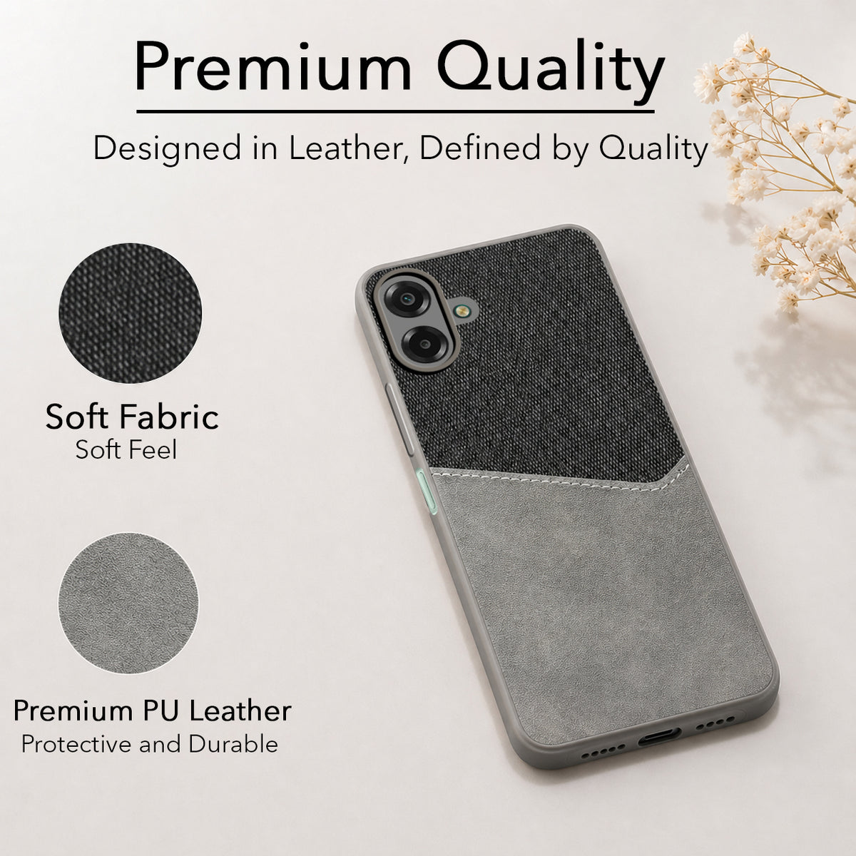 For Samsung Galaxy M07 | Samsung Galaxy F07 Back Cover Case (Dual PU Leather Stitch | Professional Minimalist | Soft and Flexible)