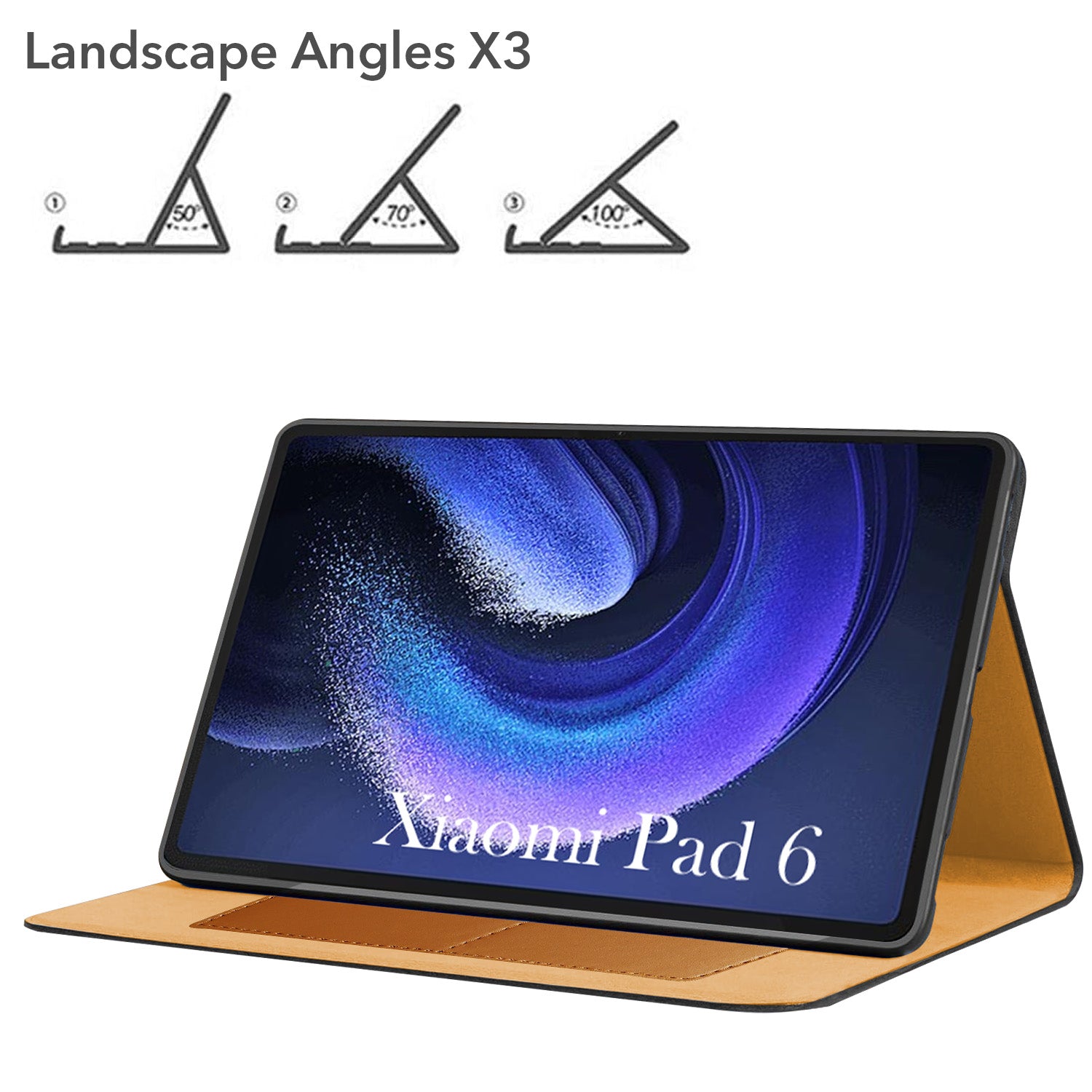 For Xiaomi Pad 6 11 Inch 23043RP34C/23043RP34G/23043RP34I Flip Cover Folio Cover(PU Leather | Multi-Angle Smart Stand | Card Storage Slots | Silicone Back Pouch)