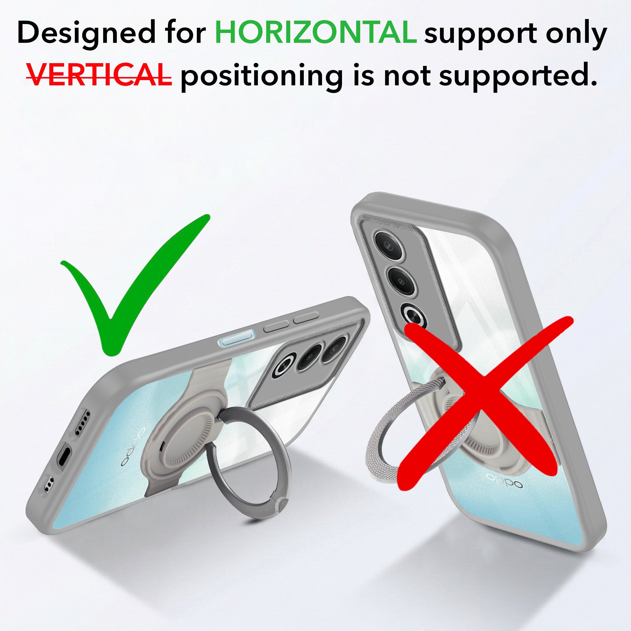 For Oppo K12x 5G Back Cover Case with stand (Built-in Ring Holder Kickstand | Lifetime Anti Yellow | Camera Protection)