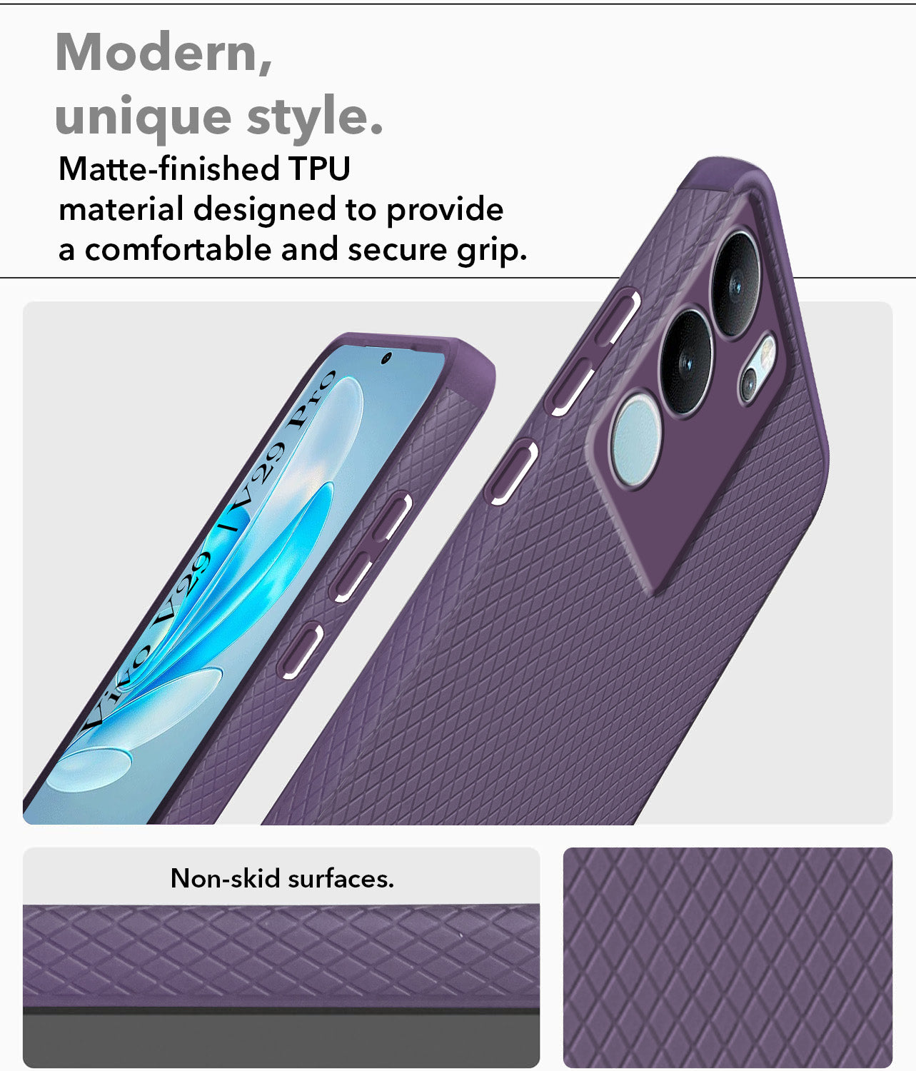 For Vivo V29 | Vivo V29 Pro 5G Back Cover Case (Liquid Silicone | Side Grip | Camera Protection)