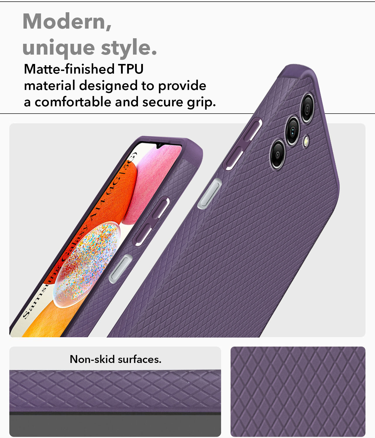 For Samsung Galaxy A14 4G | 5G Back Cover Case (Liquid Silicone | Side Grip | Camera Protection)