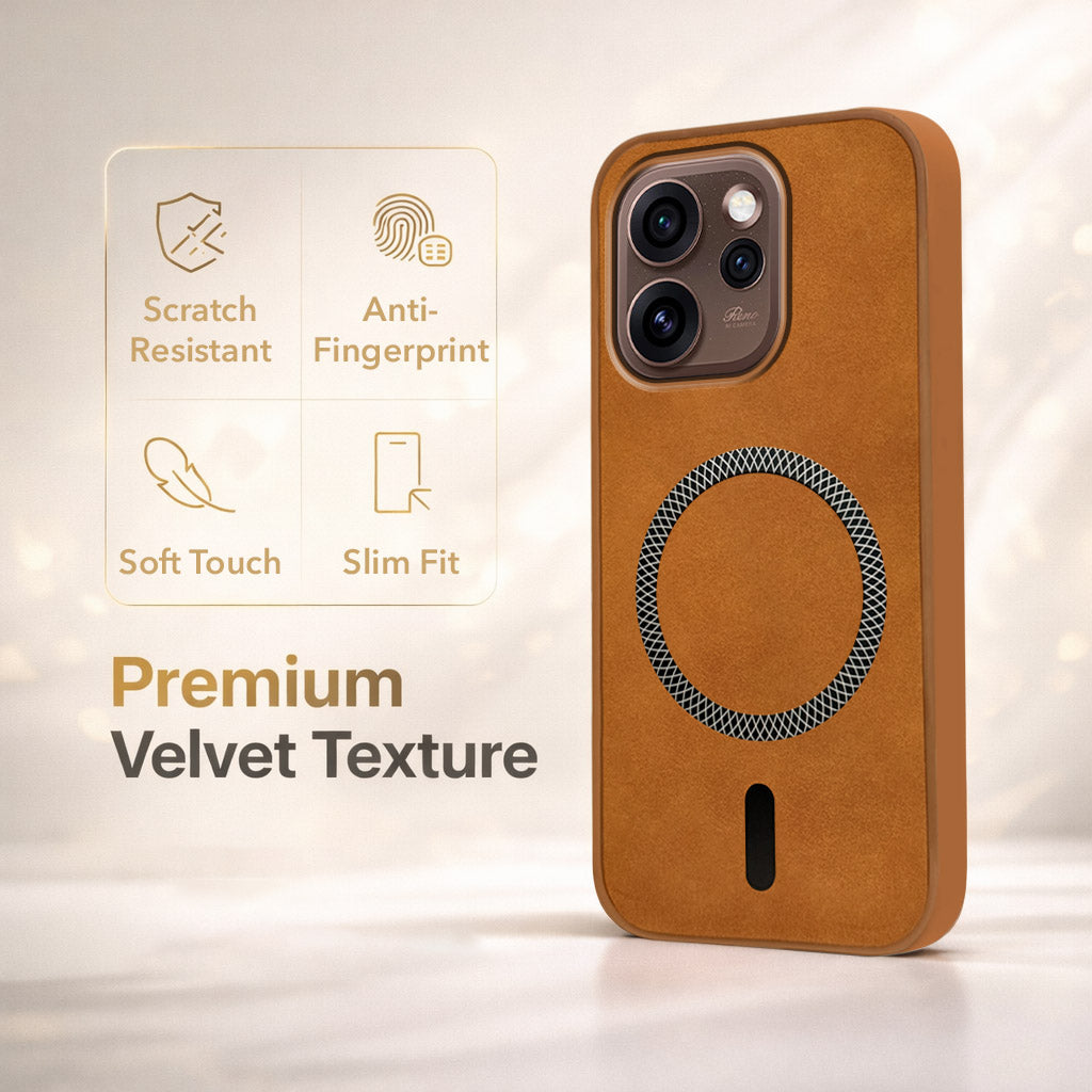 For Oppo Reno15 Pro 5G | Oppo Reno 15 Pro 5G Back Cover Case Leather Finish (MagSafe Compatible Wireless Charging | Soft Touch | Camera Bump Protection)