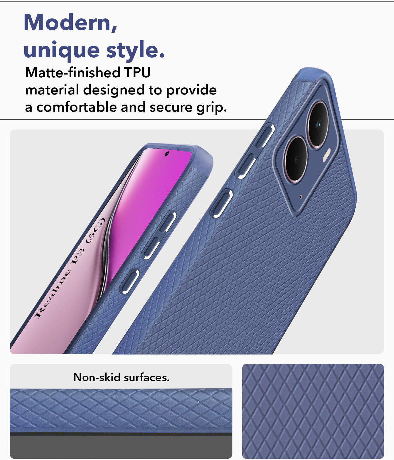 For Realme P3 Back Cover Case (Liquid Silicone | Side Grip | Camera Protection)