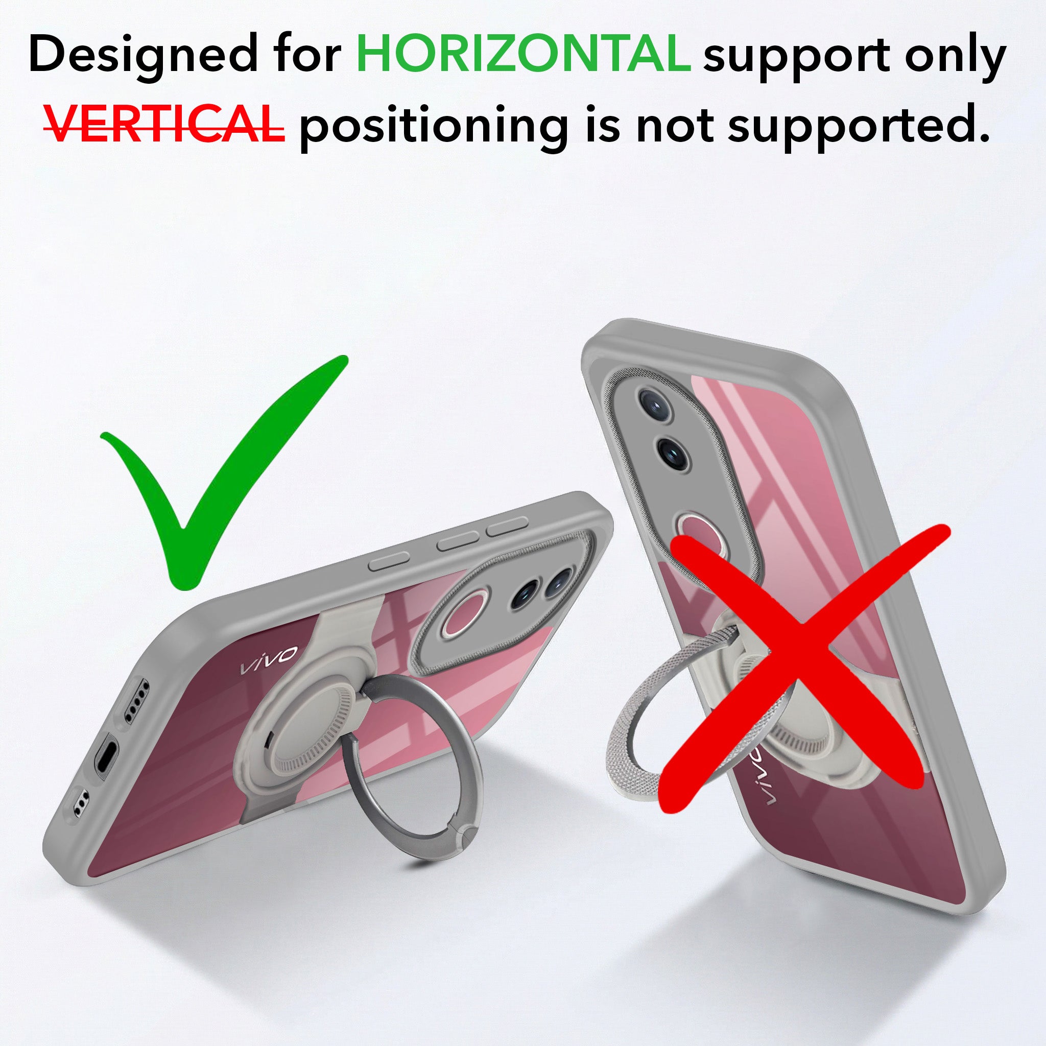 For Vivo V50 | Vivo V50e Back Cover Case with stand (Built-in Ring Holder Kickstand | Lifetime Anti Yellow | Camera Protection)
