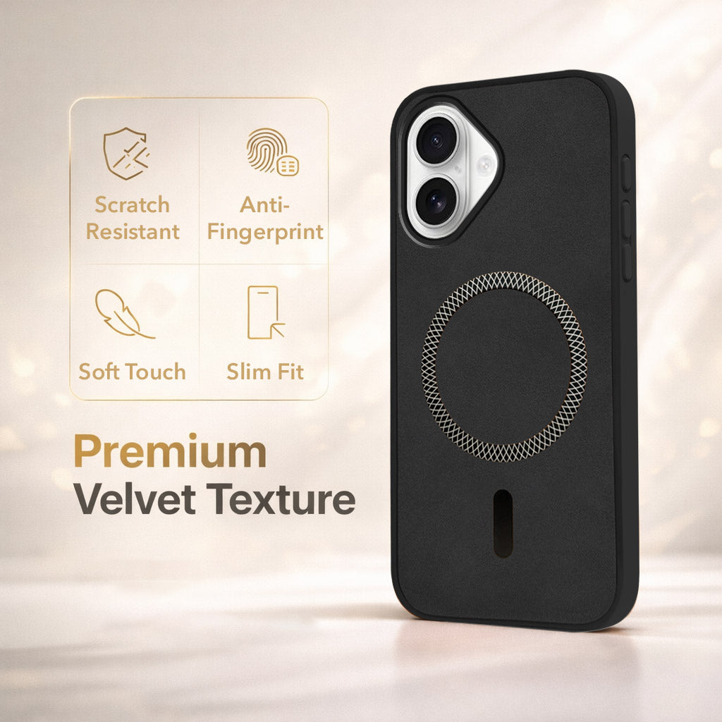 For Apple iPhone 16 Back Cover Case (Sleek Leather Finish | MagSafe Compatible Wireless Charging | Camera Bump Protection)