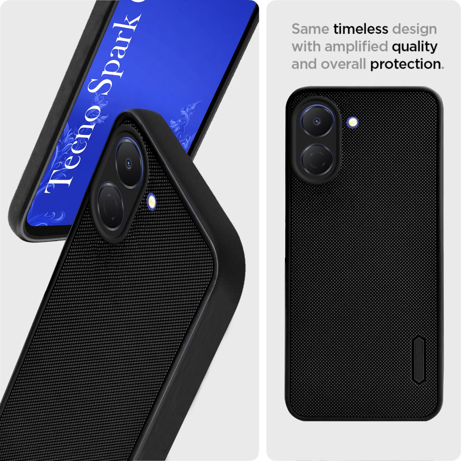 For Tecno Spark Go 3 Back Cover Case Rubberised (Textured Grip Design | Micro-Fiber Cloth Inside | Slim and Light Weight | Soft Touch and Feel)