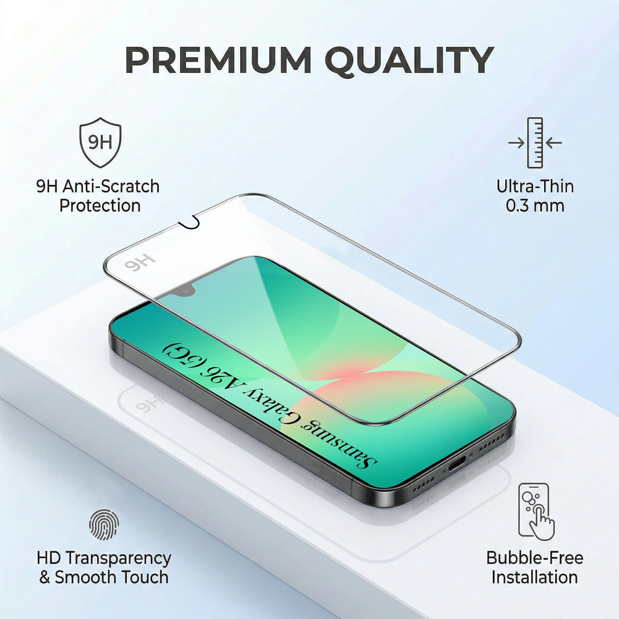 For Samsung Galaxy A26 5G Combo with Back Cover and 9H Tempered Glass (Liquid Silicone | Camera Protection | Oleophobic Coating Screen Glass)