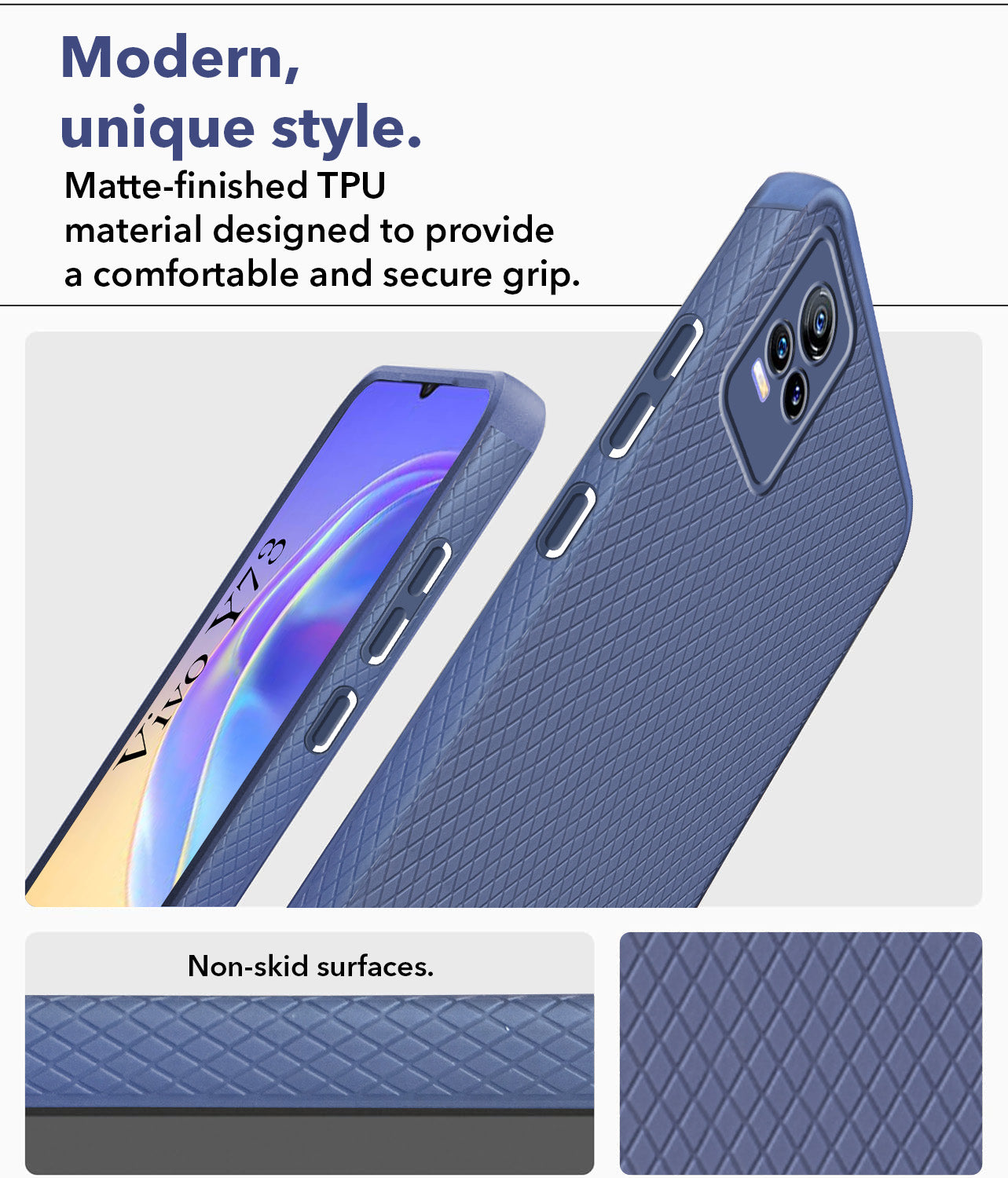For Vivo Y73 Back Cover Case (Liquid Silicone | Side Grip | Camera Protection)