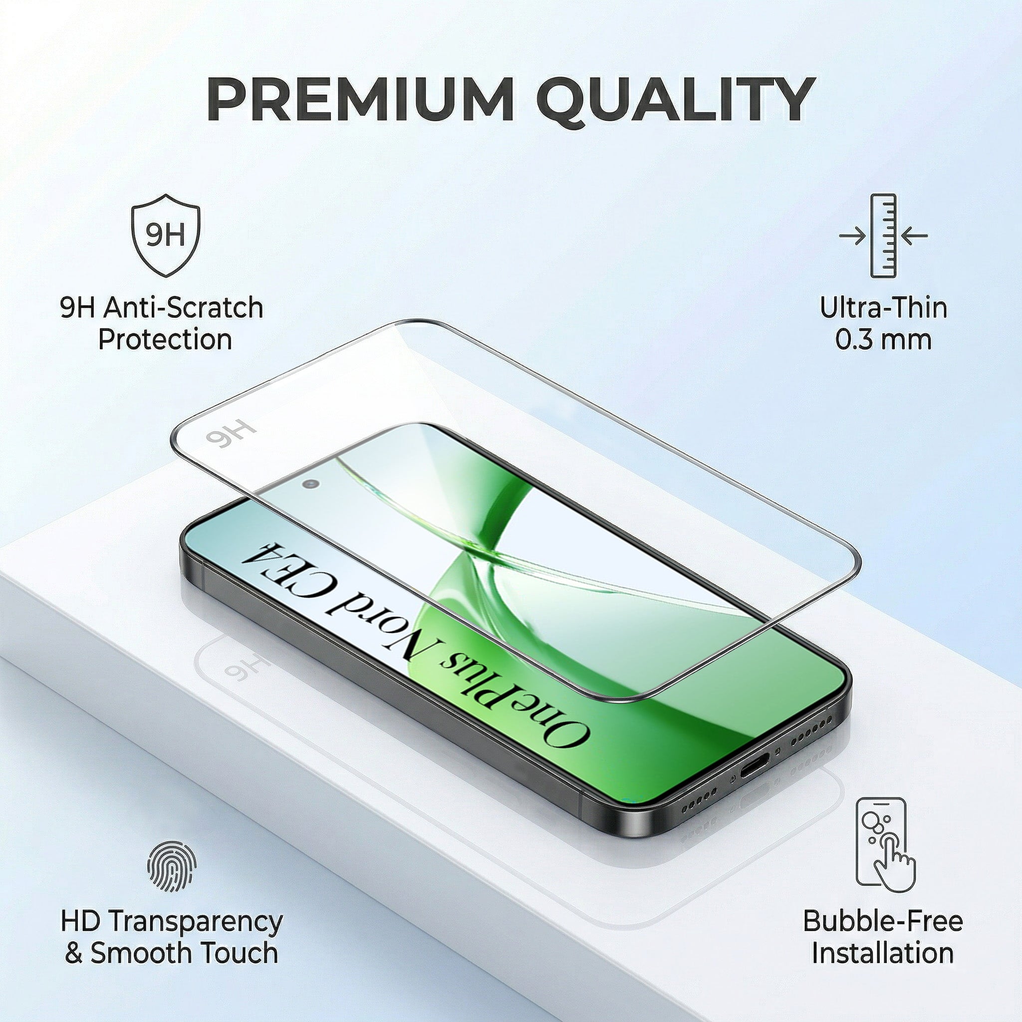 For Oneplus Nord CE 4 Combo with Back Cover and 9H Tempered Glass (Lifetime Anti-Yellow | Sleek Hard Crystal | Oleophobic Coating Screen Glass)