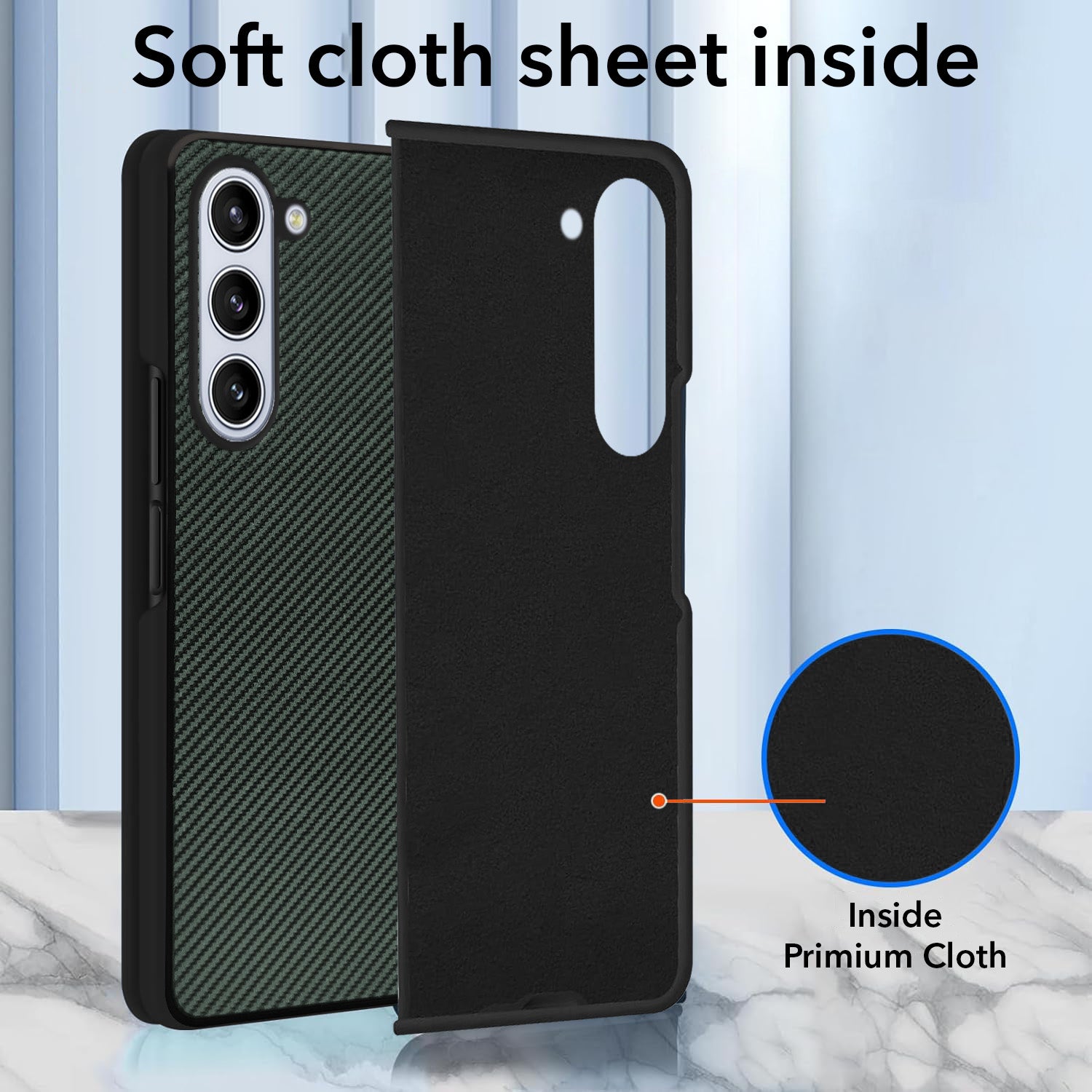 For Samsung Galaxy Z Fold 5 5G Back Flip Case Cover (Craft Printed Design | Hybrid Texture | Inside Microfiber Cloth)