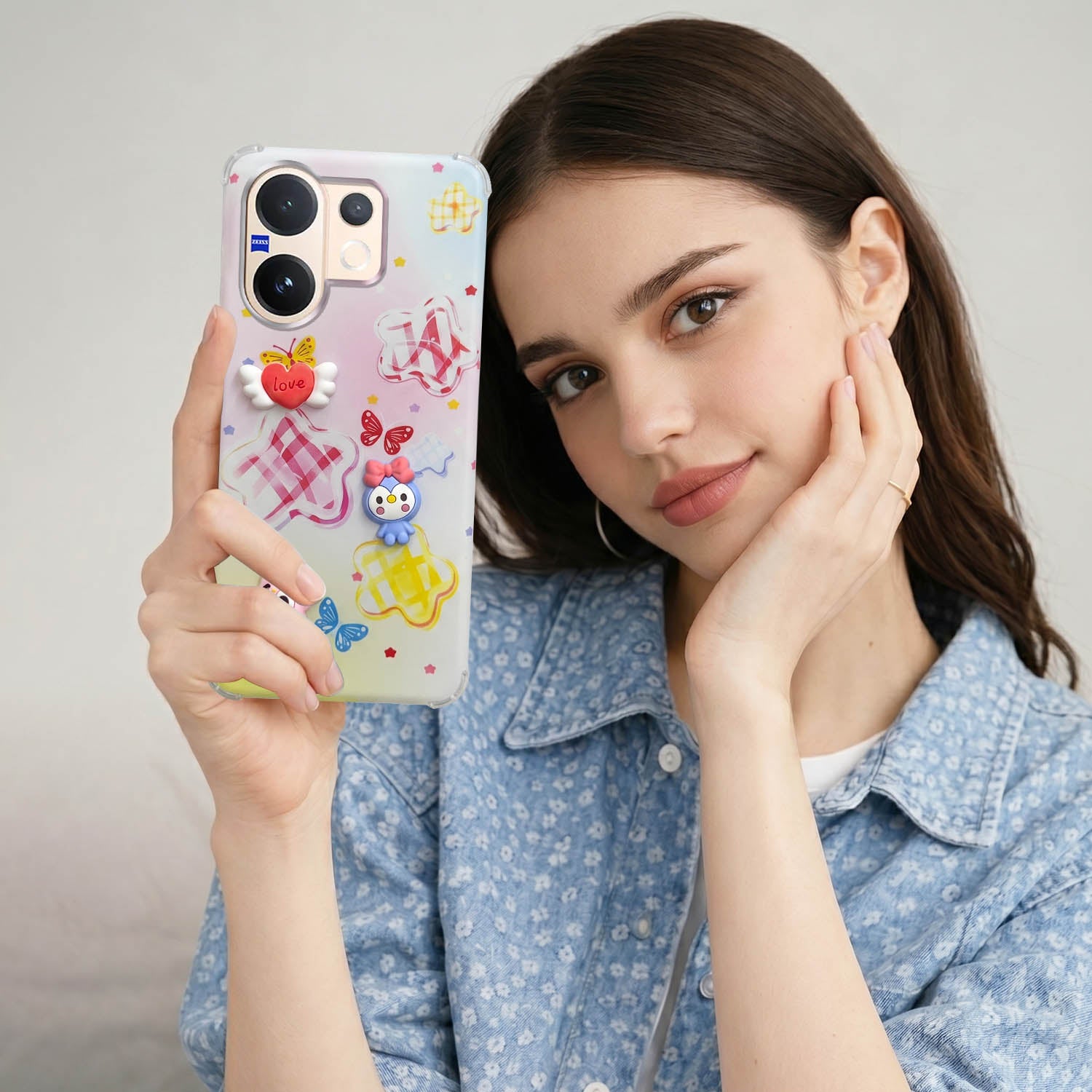 For Vivo V60 | Vivo T4 Pro Back Cover Case (3D Cute Cartoons | Hard Back Side Soft | Matte Premium Finish | HD Printing)