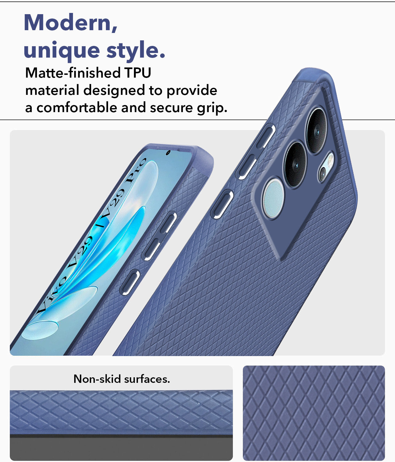 For Vivo V29 | Vivo V29 Pro 5G Back Cover Case (Liquid Silicone | Side Grip | Camera Protection)