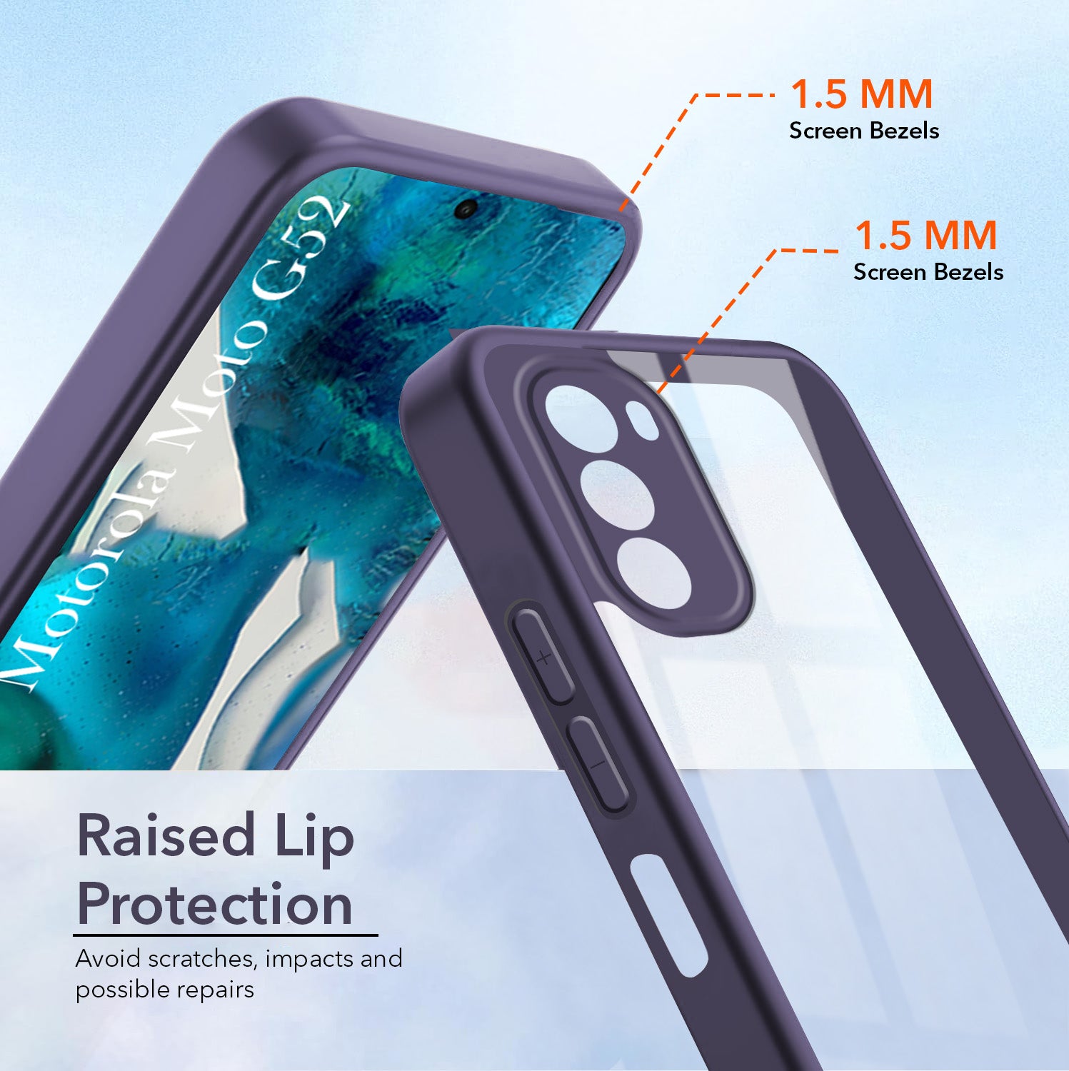 For Motorola Moto G52 5G Back Cover Case Ultra-Hybrid (Lifetime Anti Yellow | Anti Scratch | Crystal Clear Shockproof)