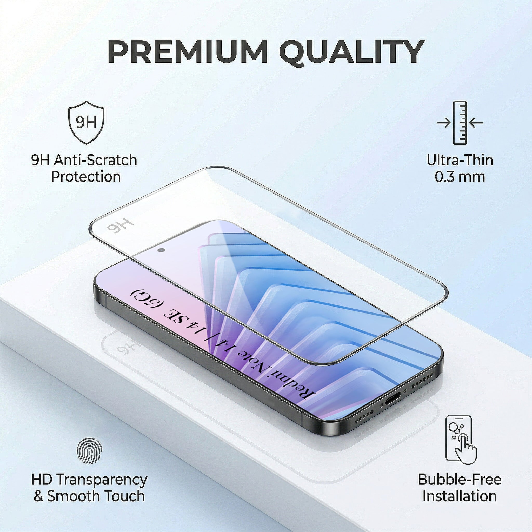 For Redmi Note 14 5G | Redmi Note 14 SE Combo (Textured Grip Design | Micro-Fiber Cloth Inside | Oleophobic Coating Screen Glass)