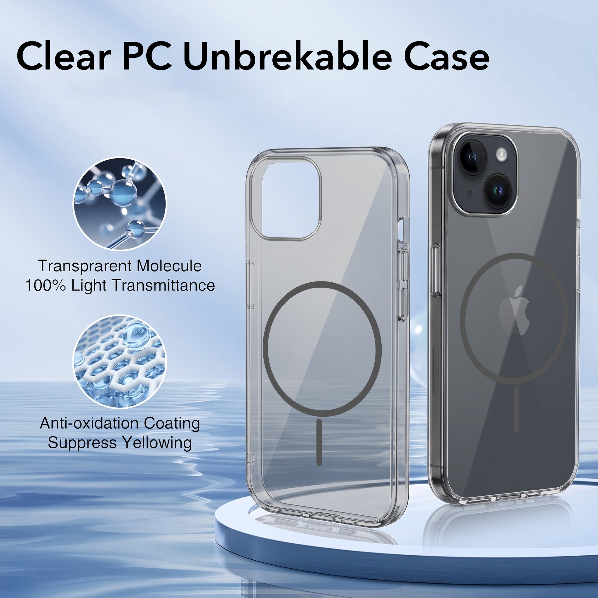For Apple iPhone 14 Back Case Cover Crystal Anti Yellow (Unbreakable PC | MagSafe Wireless Charging Support |Camera Protection Bump)