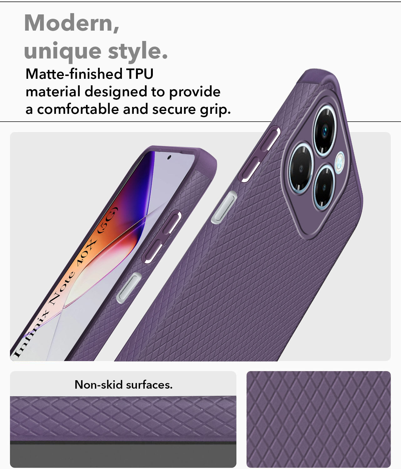 For Infinix Note 40X 5G Back Cover Case Liquid Silicone (Camera Protection | Side Grip Texture | Soft and Flexible)