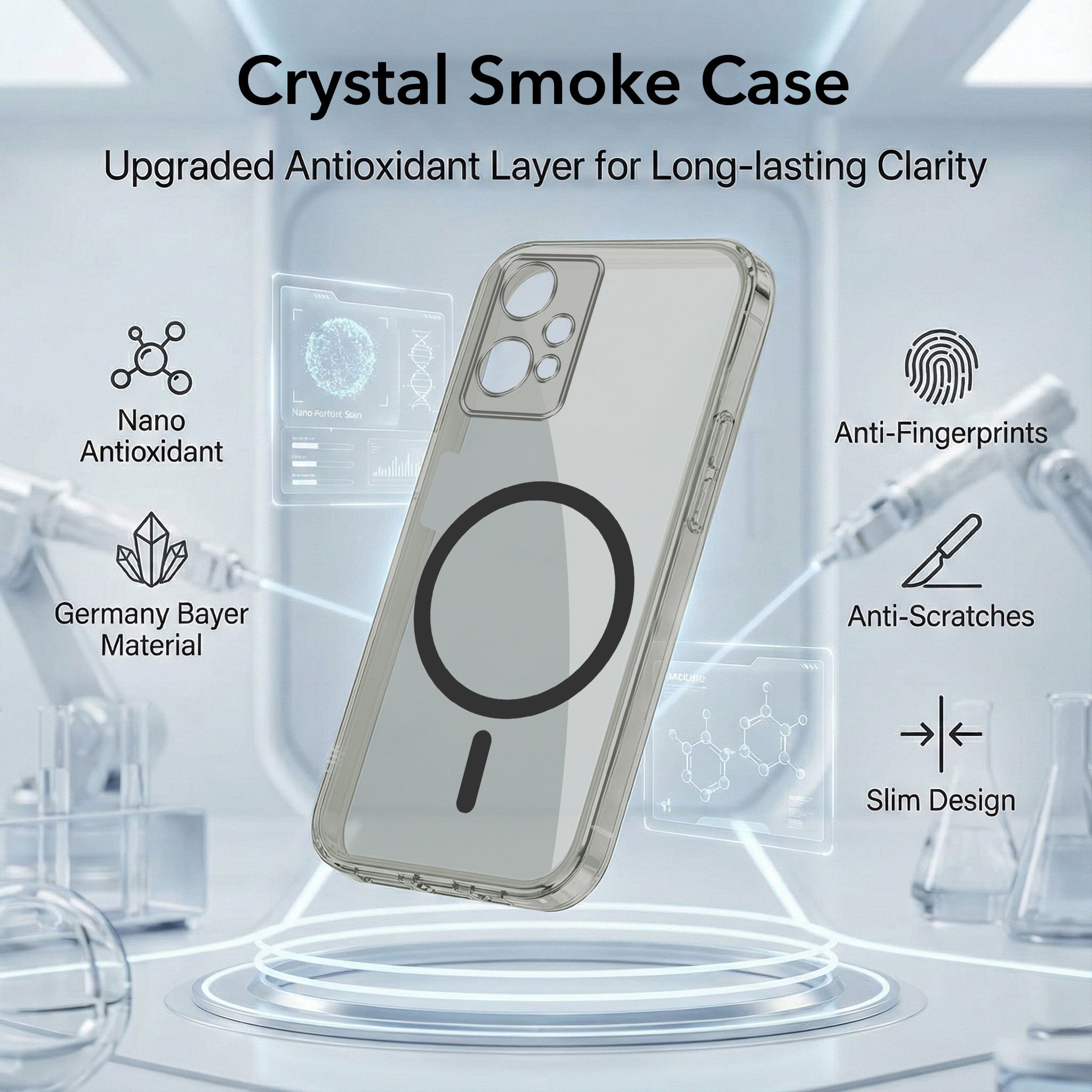 For OnePlus Nord CE 2 Lite 5G Back Cover Case Lifetime Anti-Yellow MagSafe Compatible Clear (Sleek Hard Crystal | Shockproof and Camera Protection)
