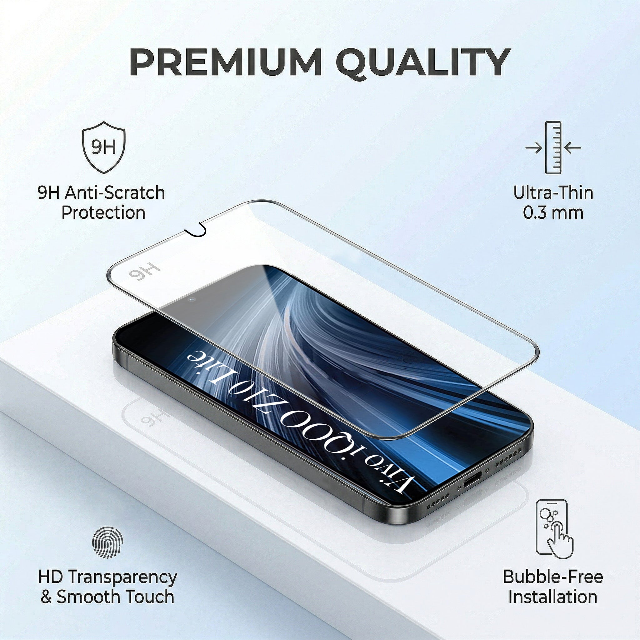 For Vivo iQOO Z10 Lite Combo with Back Cover and 9H Tempered Glass (Liquid Silicone | Camera Protection | Oleophobic Coating Screen Glass)