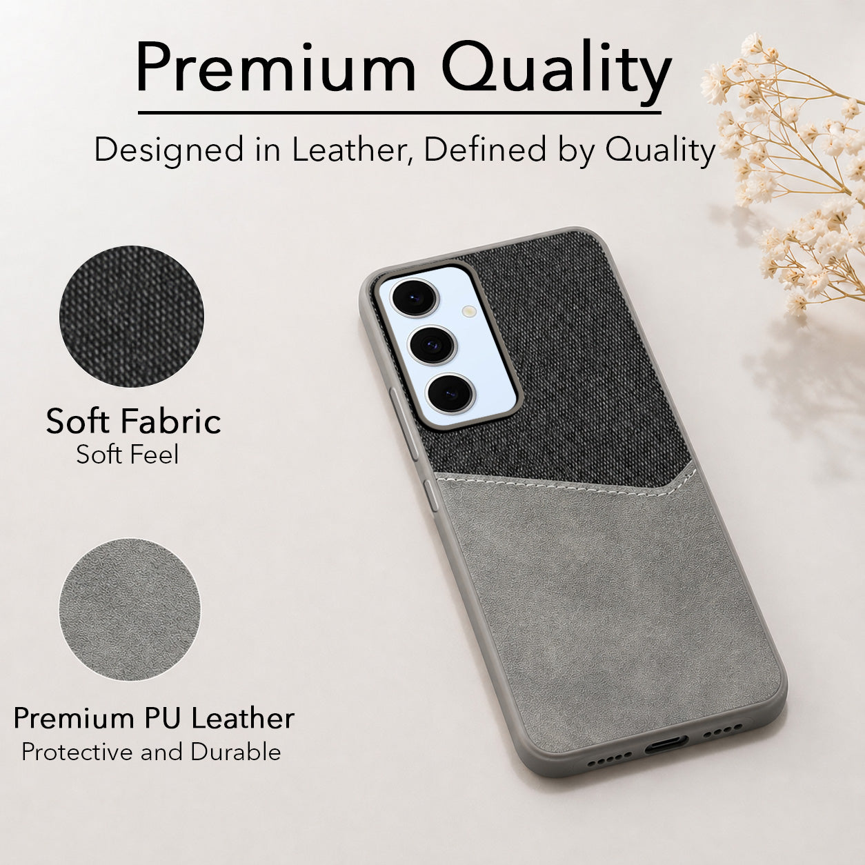 For Samsung Galaxy S24 FE Back Cover Case (Dual PU Leather Stitch | Professional Minimalist | Soft and Flexible)