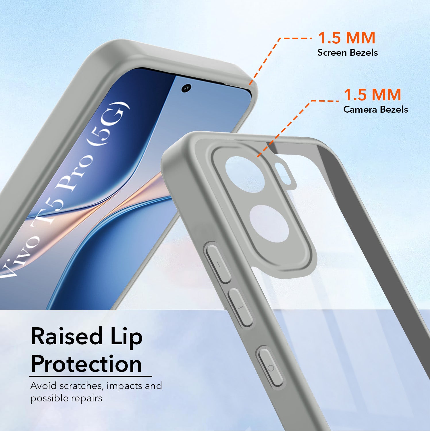 For Vivo T5 Pro 5G Back Cover Case Ultra-Hybrid (Lifetime Anti Yellow | Anti Scratch | Crystal Clear Shockproof)