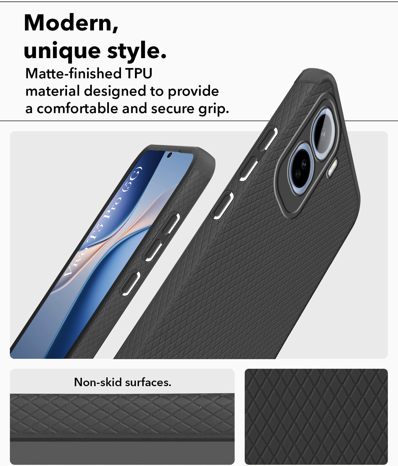 For Vivo T5 Pro 5G Back Cover Case Liquid Silicone (Camera Protection | Side Grip Texture | Soft and Flexible)