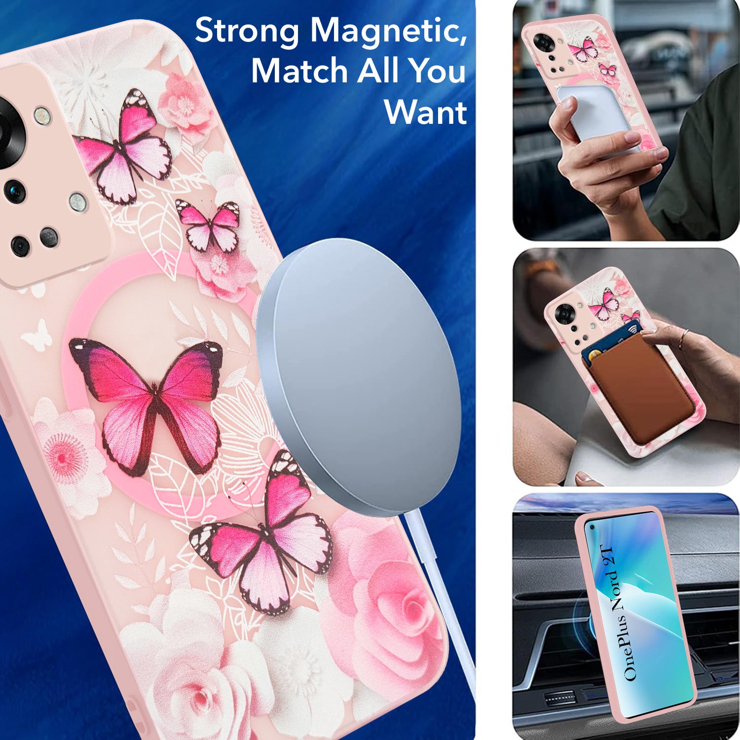 For OnePlus Nord 2T Back Cover Case (Cute Floral Design | Flower Print for Girls | MagSafe Compatible Wireless Charging)