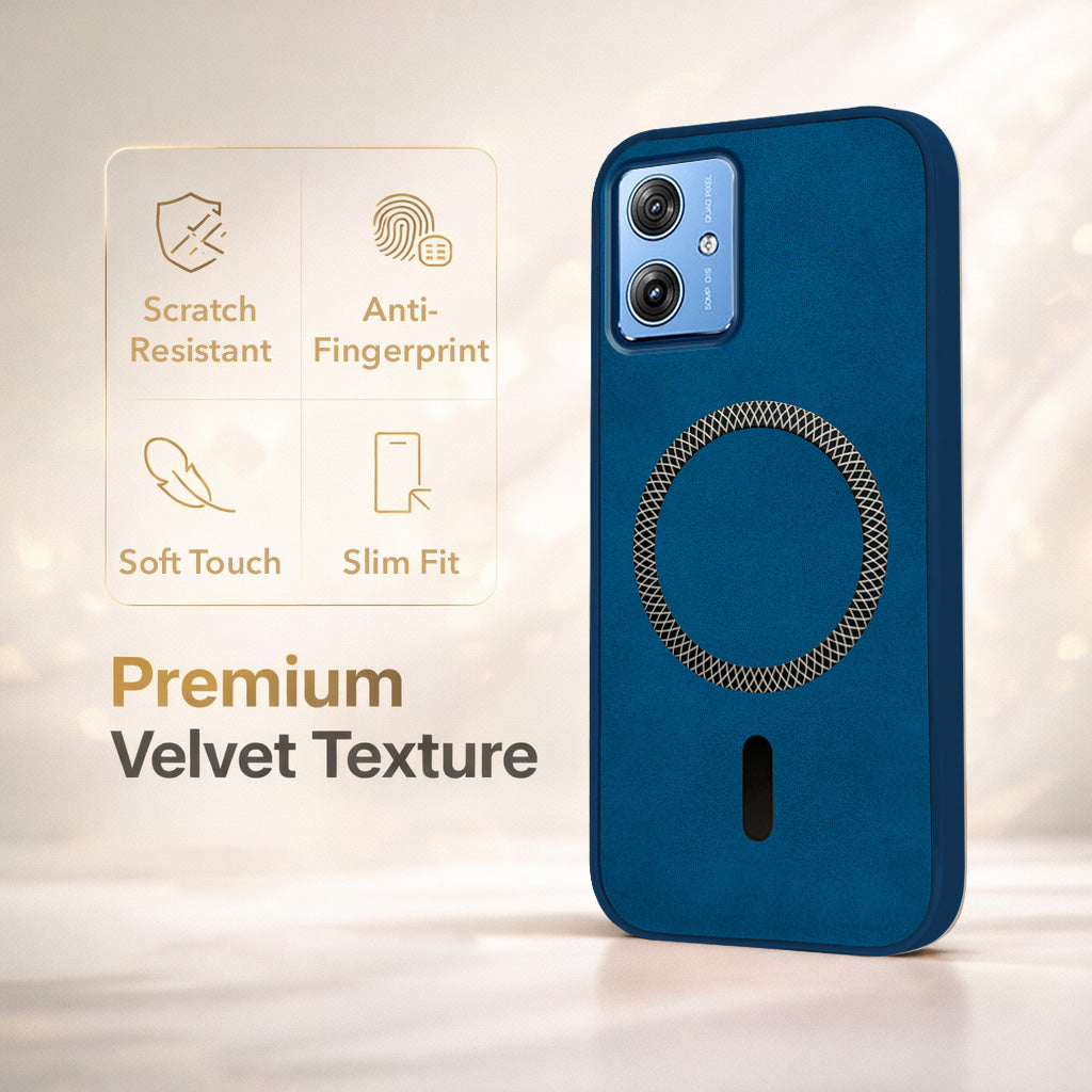 For Motorola Moto G64 5G Back Cover Case Leather Finish (MagSafe Compatible Wireless Charging | Soft Touch | Camera Bump Protection)