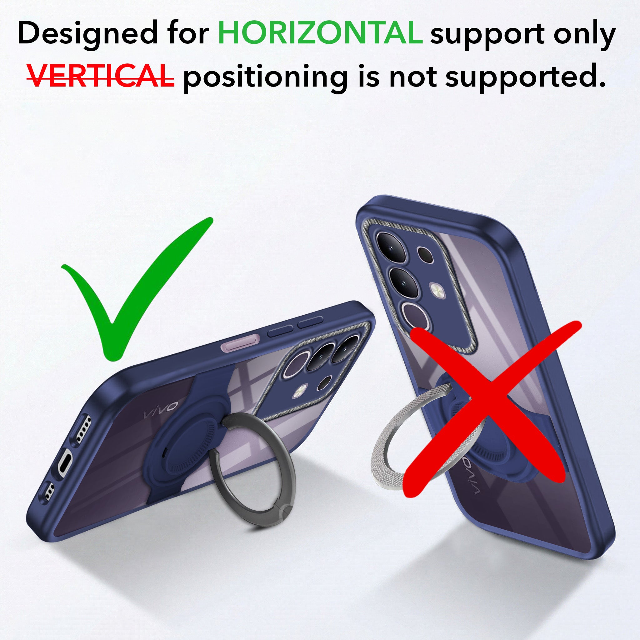 For Vivo T4x | Vivo Y31 Pro Back Cover Case with stand (Built-in Ring Holder Kickstand | Lifetime Anti Yellow | Camera Protection)