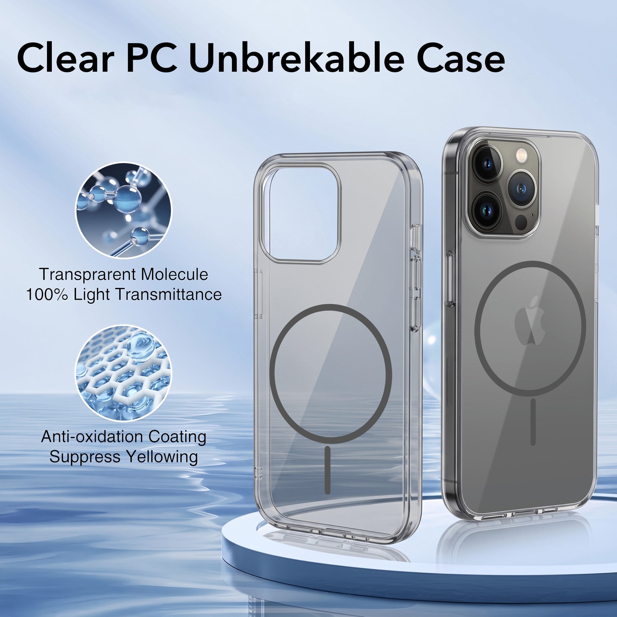 For Apple iPhone 13 Pro Back Case Cover Crystal Anti Yellow (Unbreakable PC | MagSafe Wireless Charging Support |Camera Protection Bump)