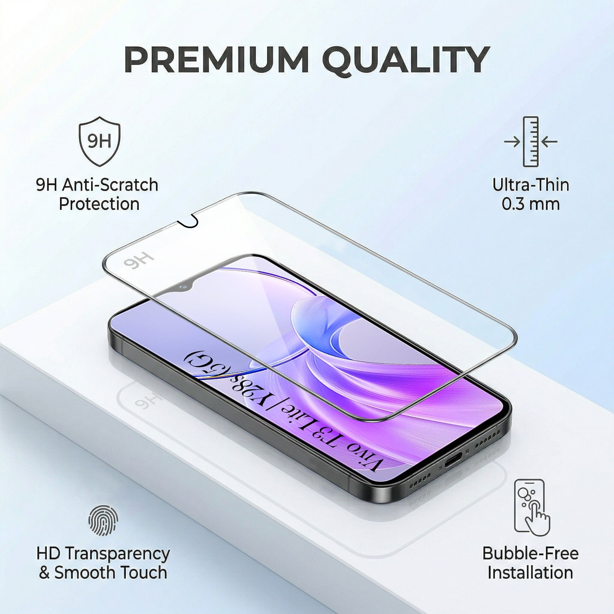 For Vivo Y28s 5G | Vivo T3 Lite 5G Combo (Textured Grip Design | Micro-Fiber Cloth Inside | Oleophobic Coating Screen Glass)