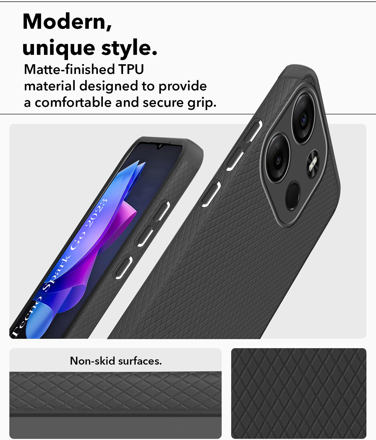 For Tecno Spark Go 2023 Back Cover Case (Liquid Silicone | Side Grip | Camera Protection)