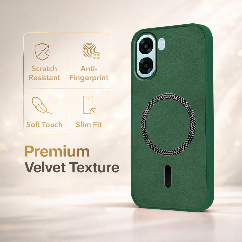 For Oppo A6X | Oppo A6S Back Cover Case Leather Finish (MagSafe Compatible Wireless Charging | Soft Touch | Camera Bump Protection)