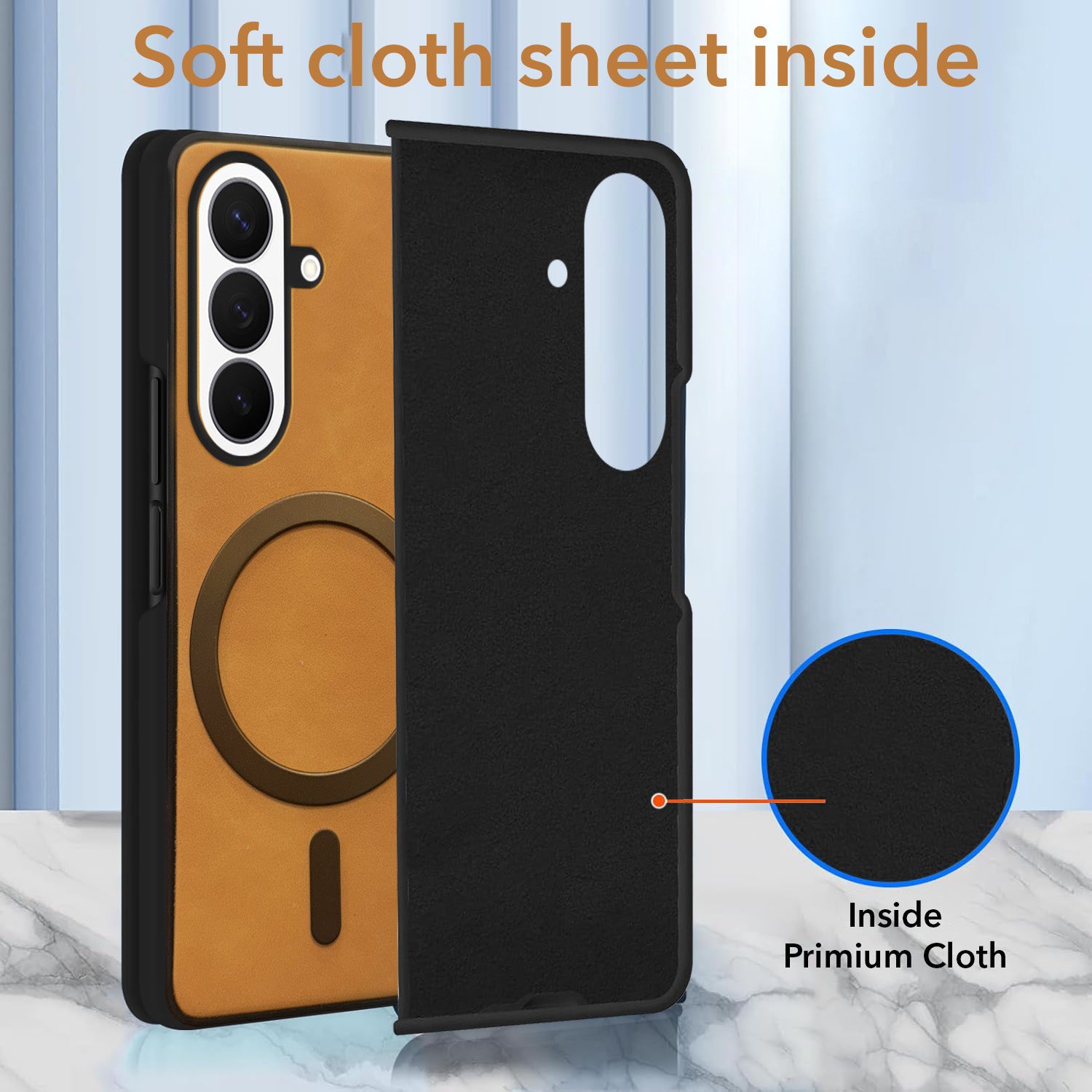 For Samsung Galaxy Z Fold 8 Ultra Back Cover Case Leather Finish (MagSafe Wireless Charging Compatible | Inside Microfiber Cloth)